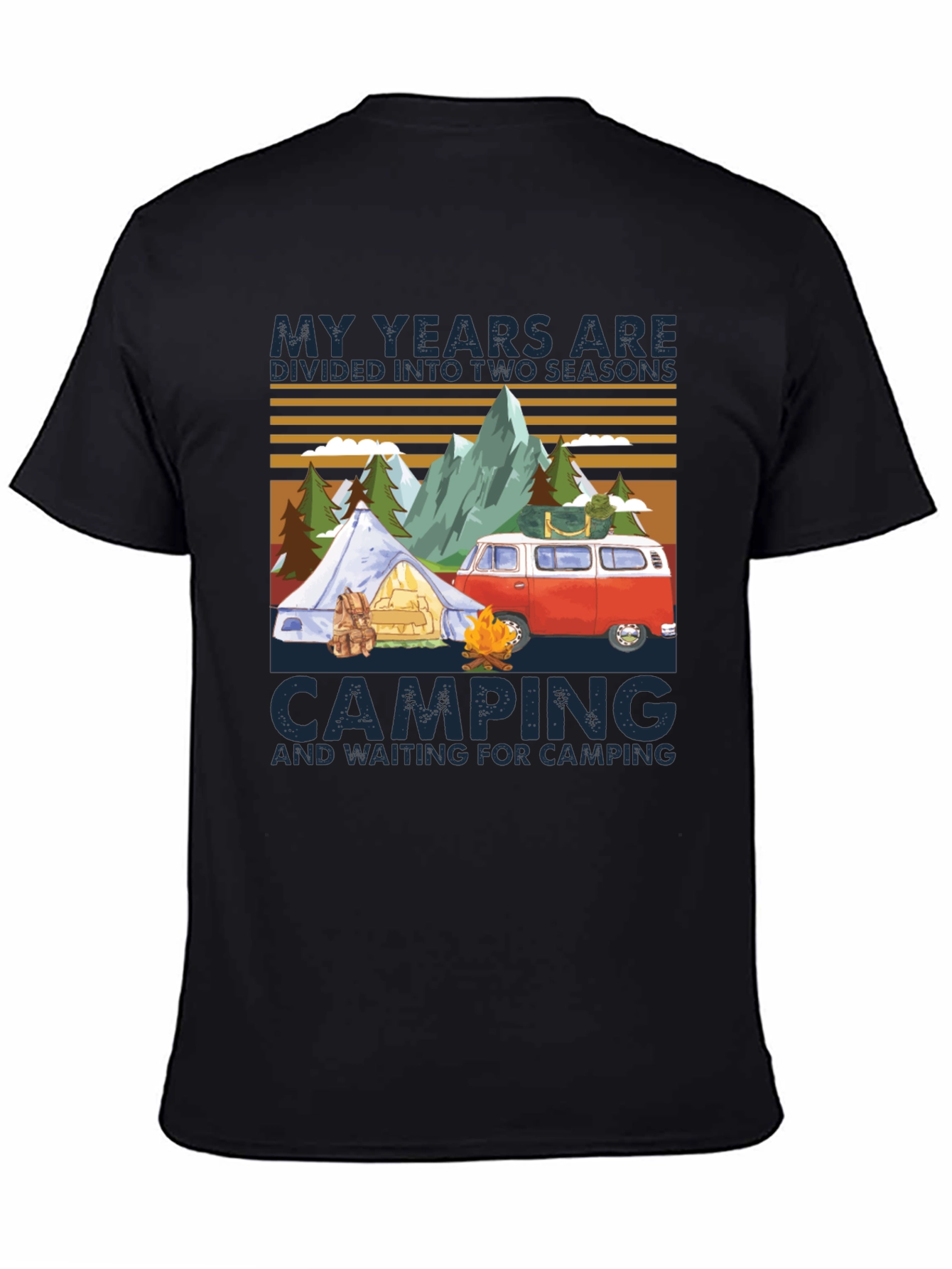 Black Camping Seasons T-Shirt view 4
