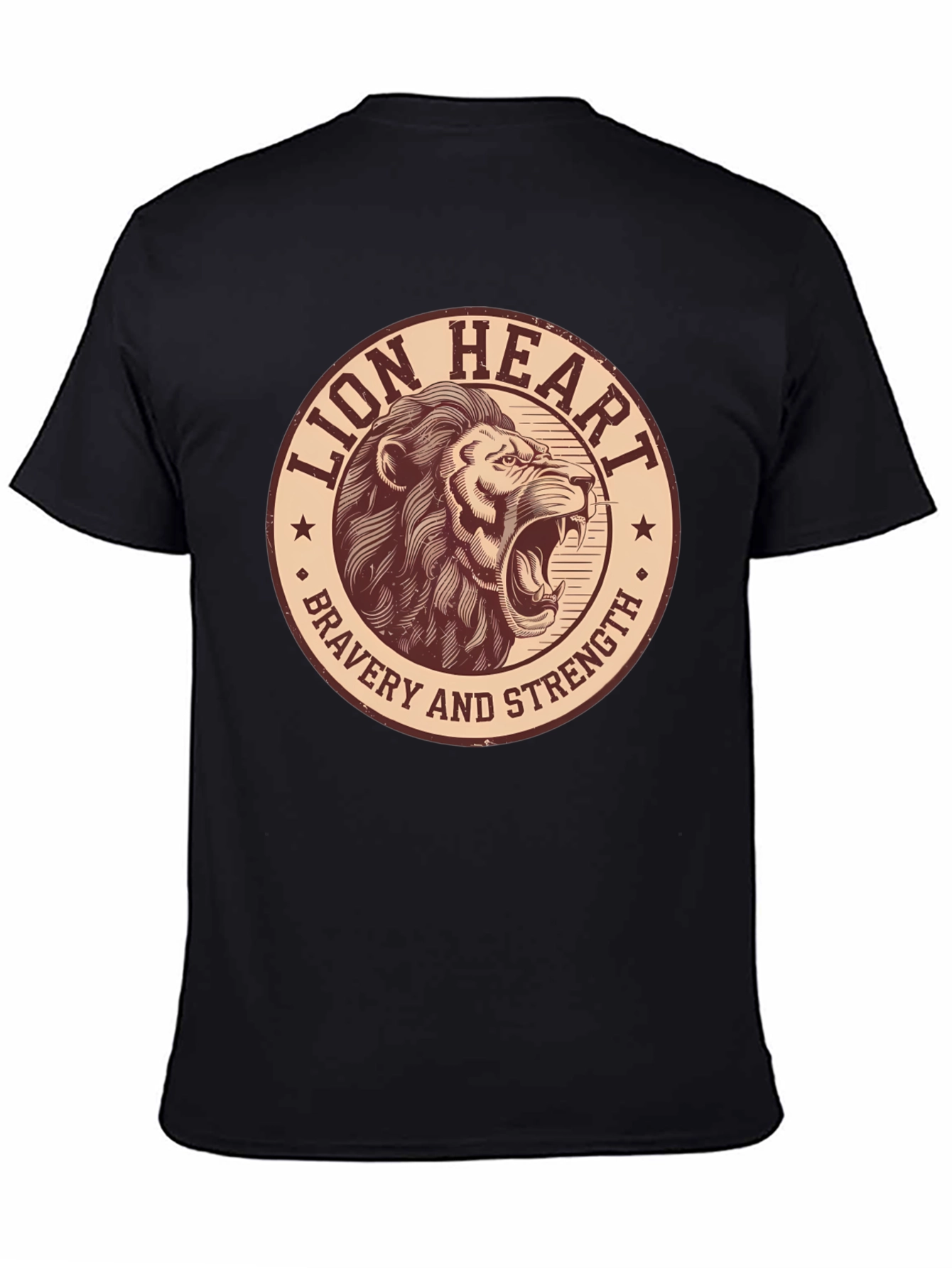 Black Lion Heart Bravery Strength Graphic Tee view 4