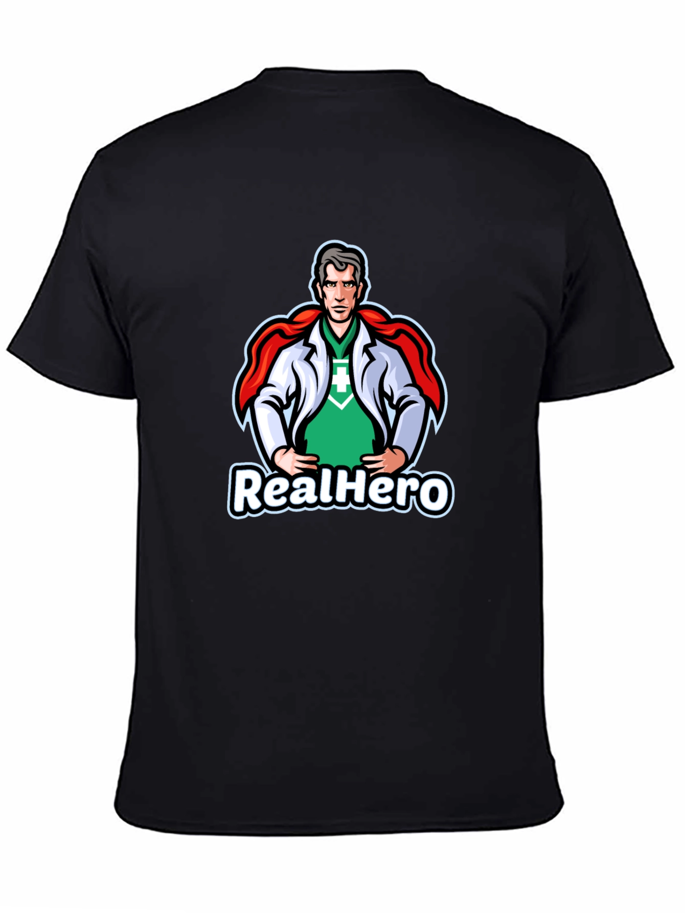 Black RealHero Doctor T-Shirt - Superhero Medical Apparel view 4