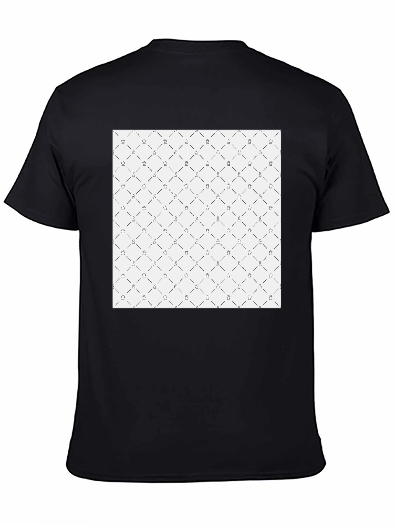 Black Chess Pattern Black T-Shirt view 4