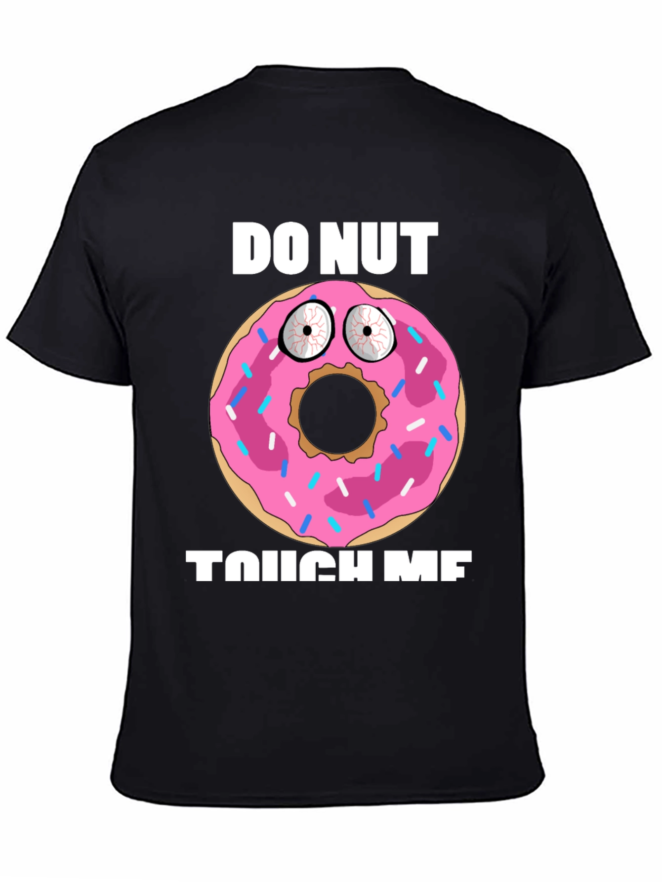 Black Funny Donut Graphic T-Shirt - Do Nut Touch Me! view 4