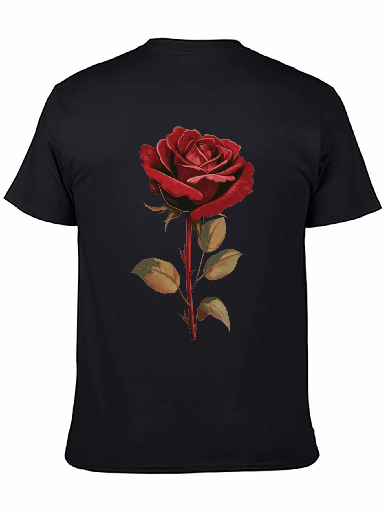 Black Classic Rose T-Shirt - Floral Graphic Tee view 4