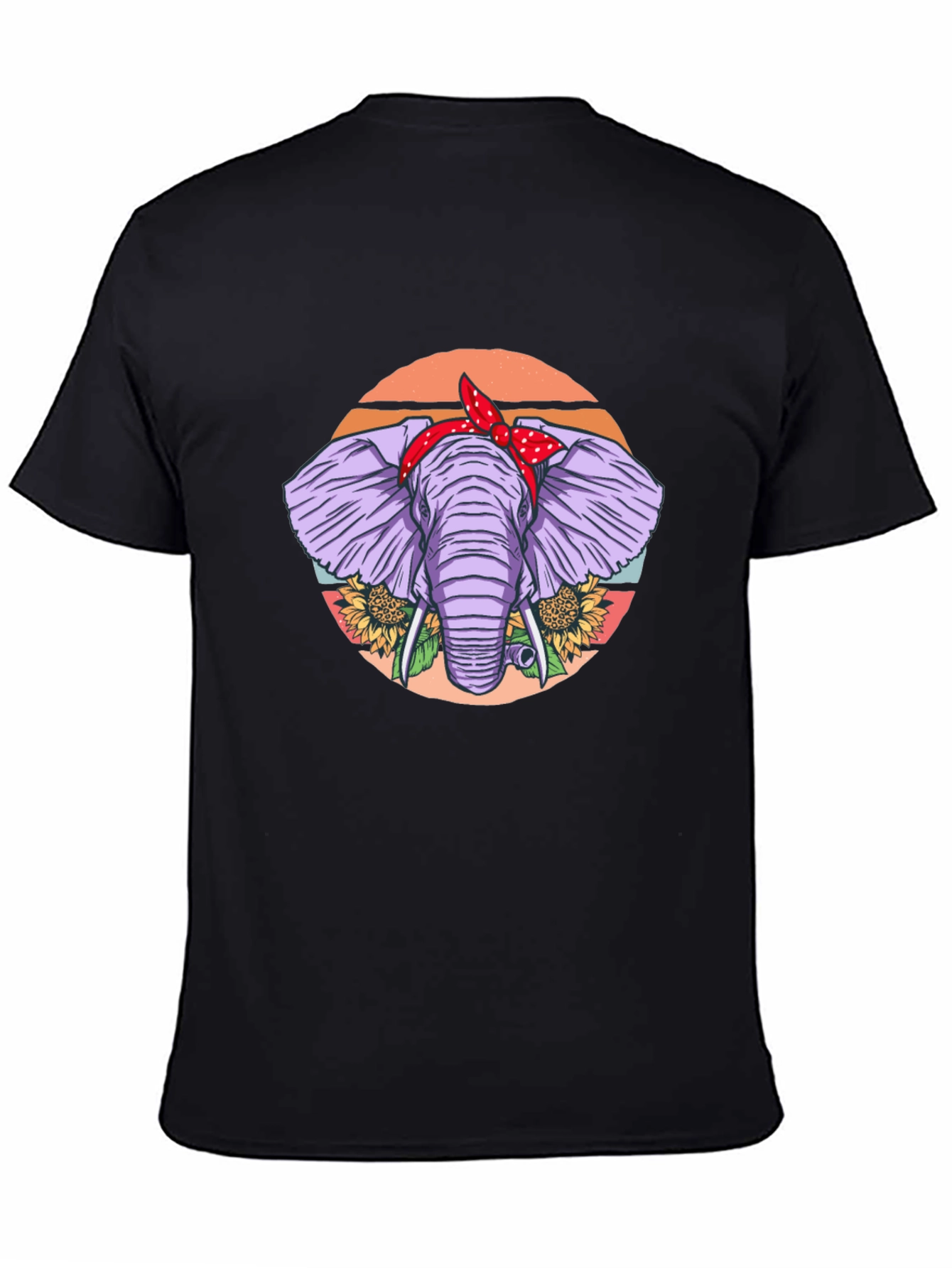 Black Elephant Bandana T-Shirt - Cute Animal Graphic Tee view 4
