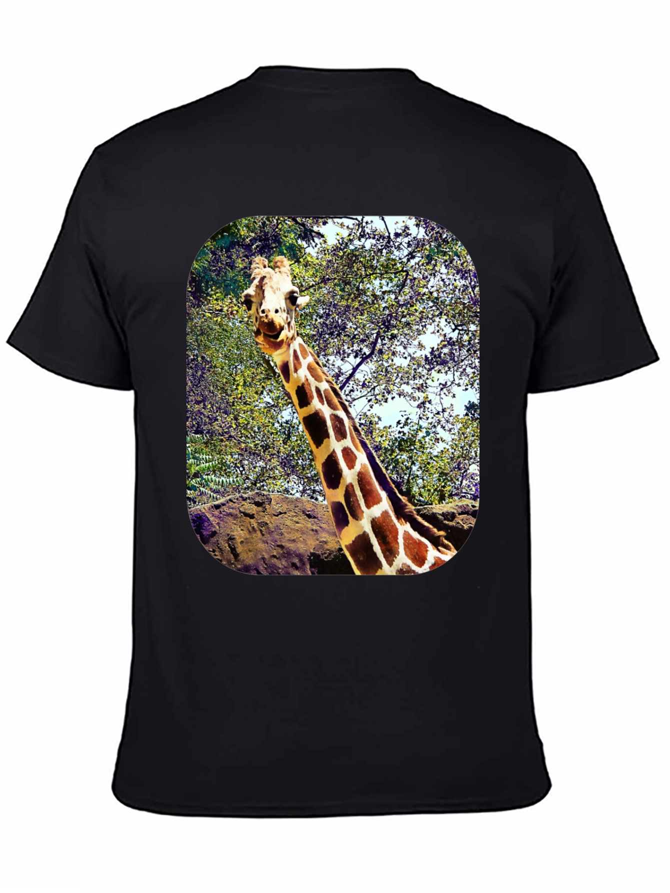Black Giraffe Graphic T-Shirt - Unique Animal Tee view 4