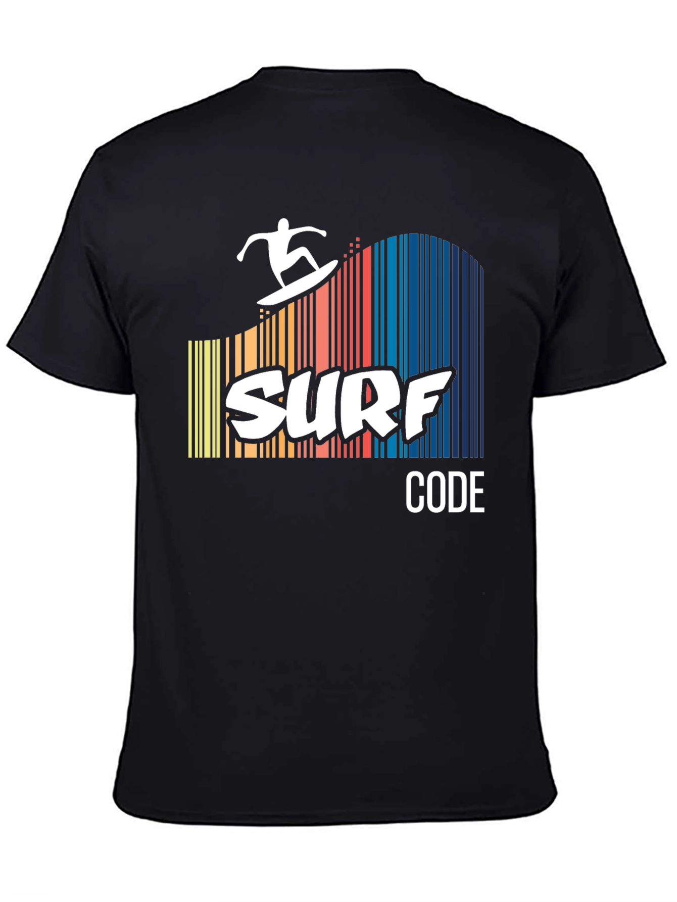 Black Surf Code Graphic Tee - Black Cotton T-Shirt view 4