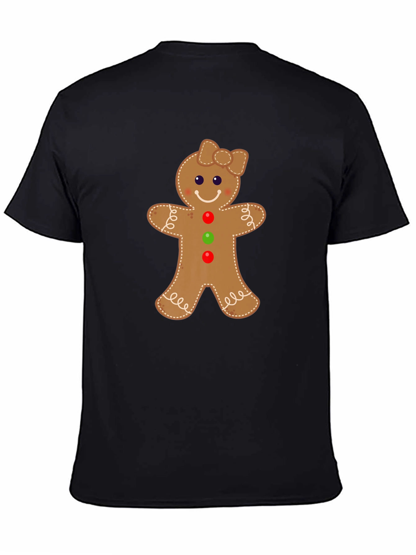 Black Gingerbread Man Holiday T-Shirt view 4