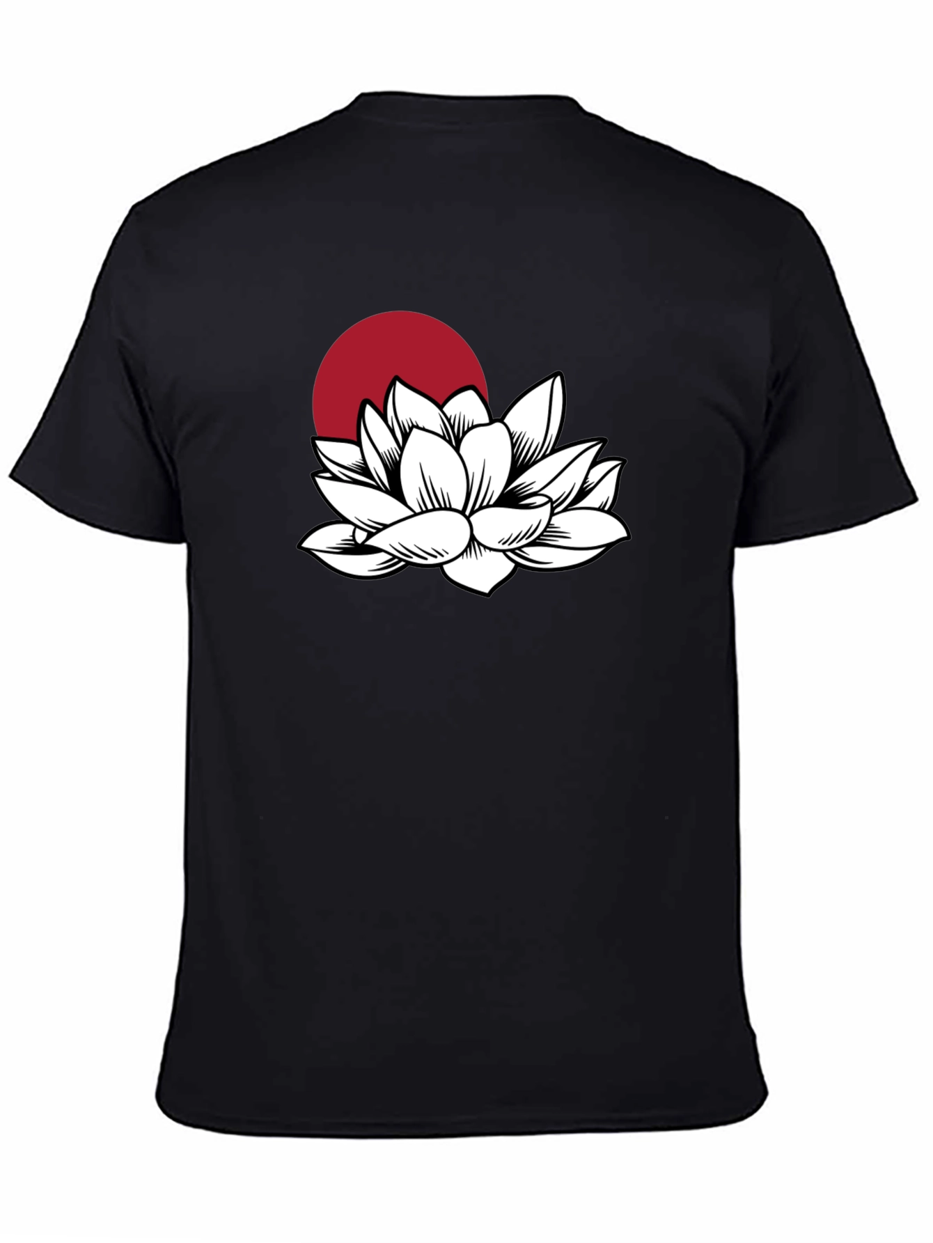 Black Lotus Flower T-Shirt - Black Graphic Tee view 4
