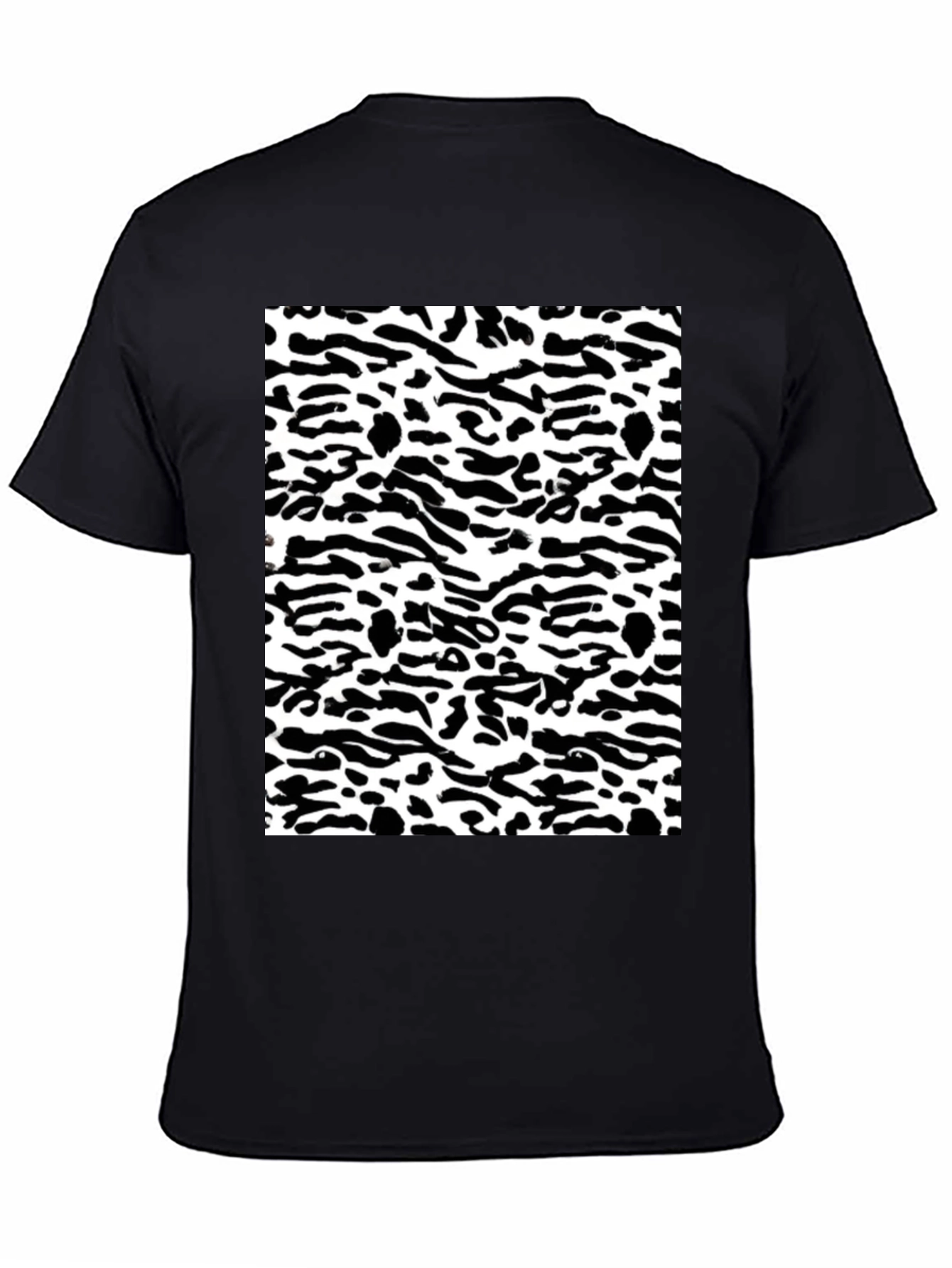 Black Trendy Black & White Camo Print Tee view 4