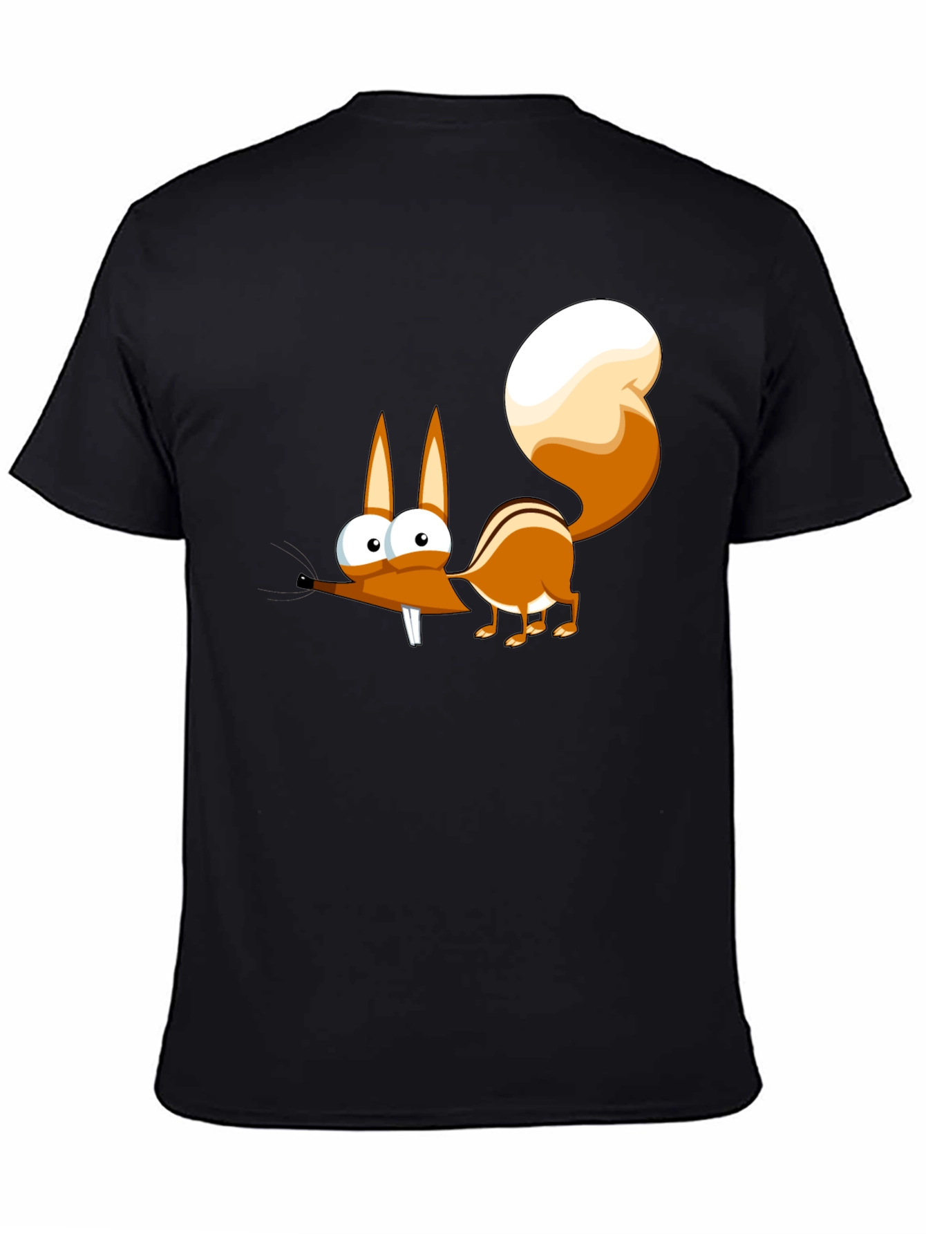 Black Funny Cartoon Squirrel Graphic T-Shirt view 4