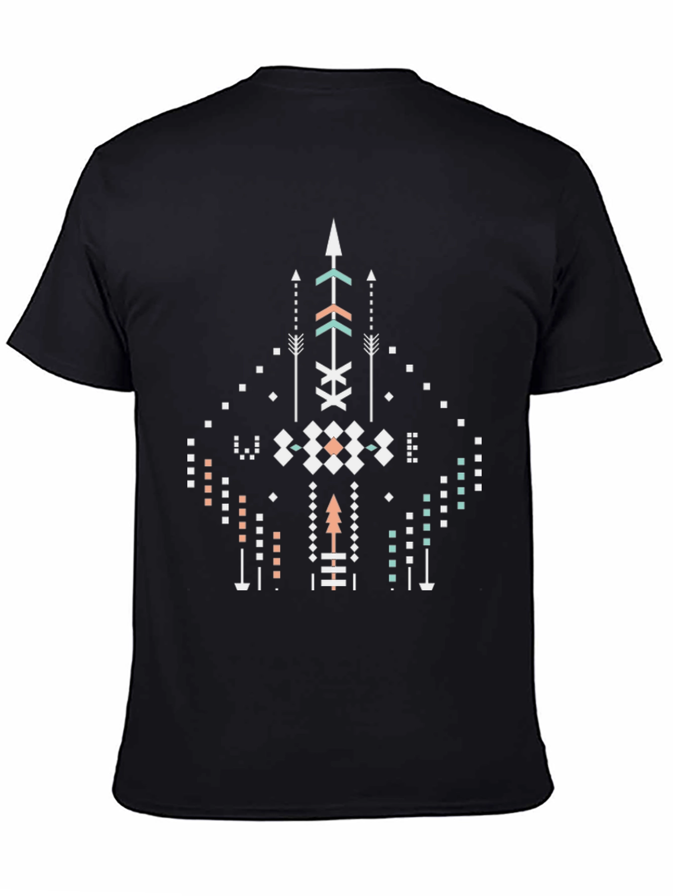 Black Geometric Arrow Design Black T-Shirt view 4