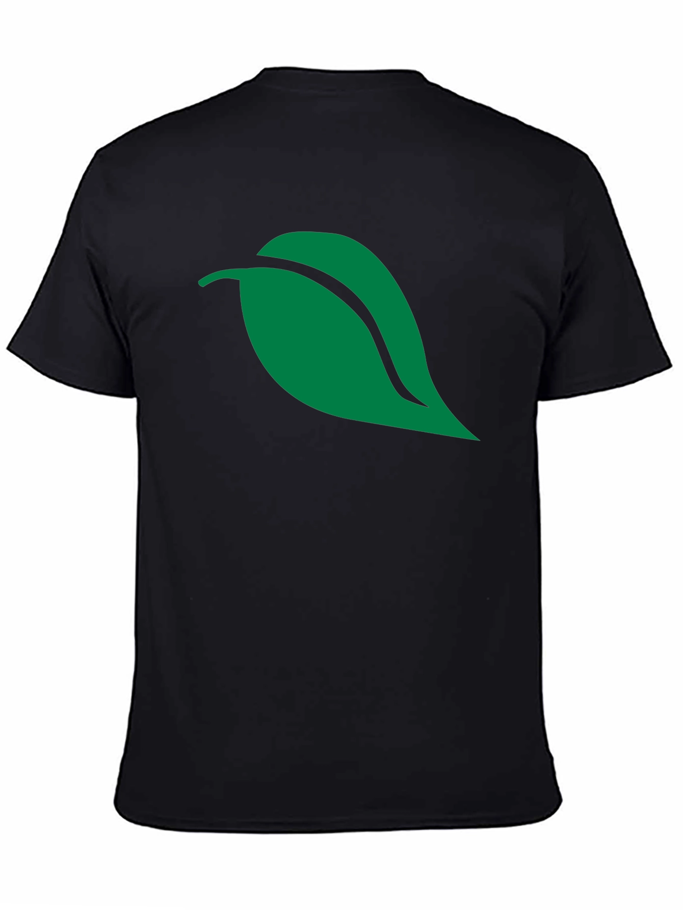 Black Green Leaf Graphic Black T-Shirt view 4
