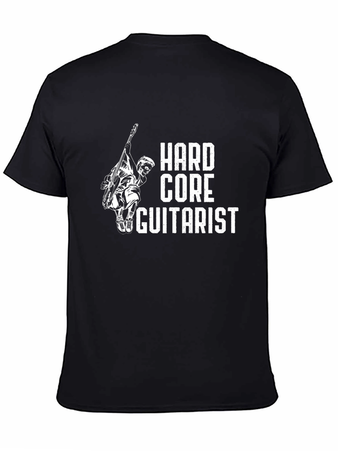 Black Hardcore Guitarist Black Graphic T-Shirt view 4