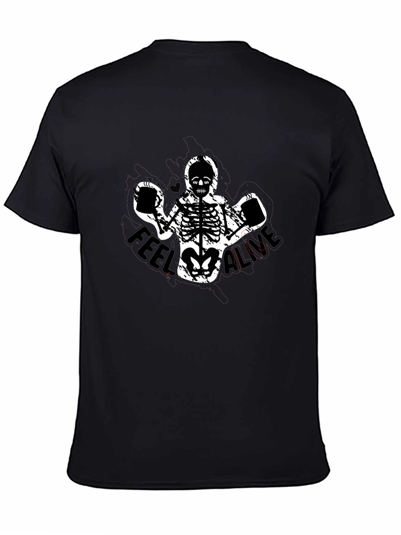 Black Feel Alive Skeleton Graphic T-Shirt view 4