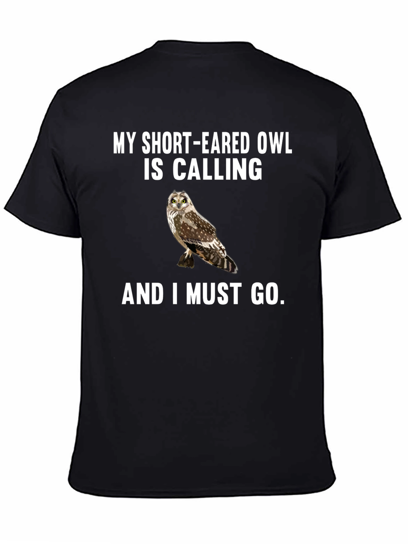 Black Short-Eared Owl Calling Men's T-Shirt view 4