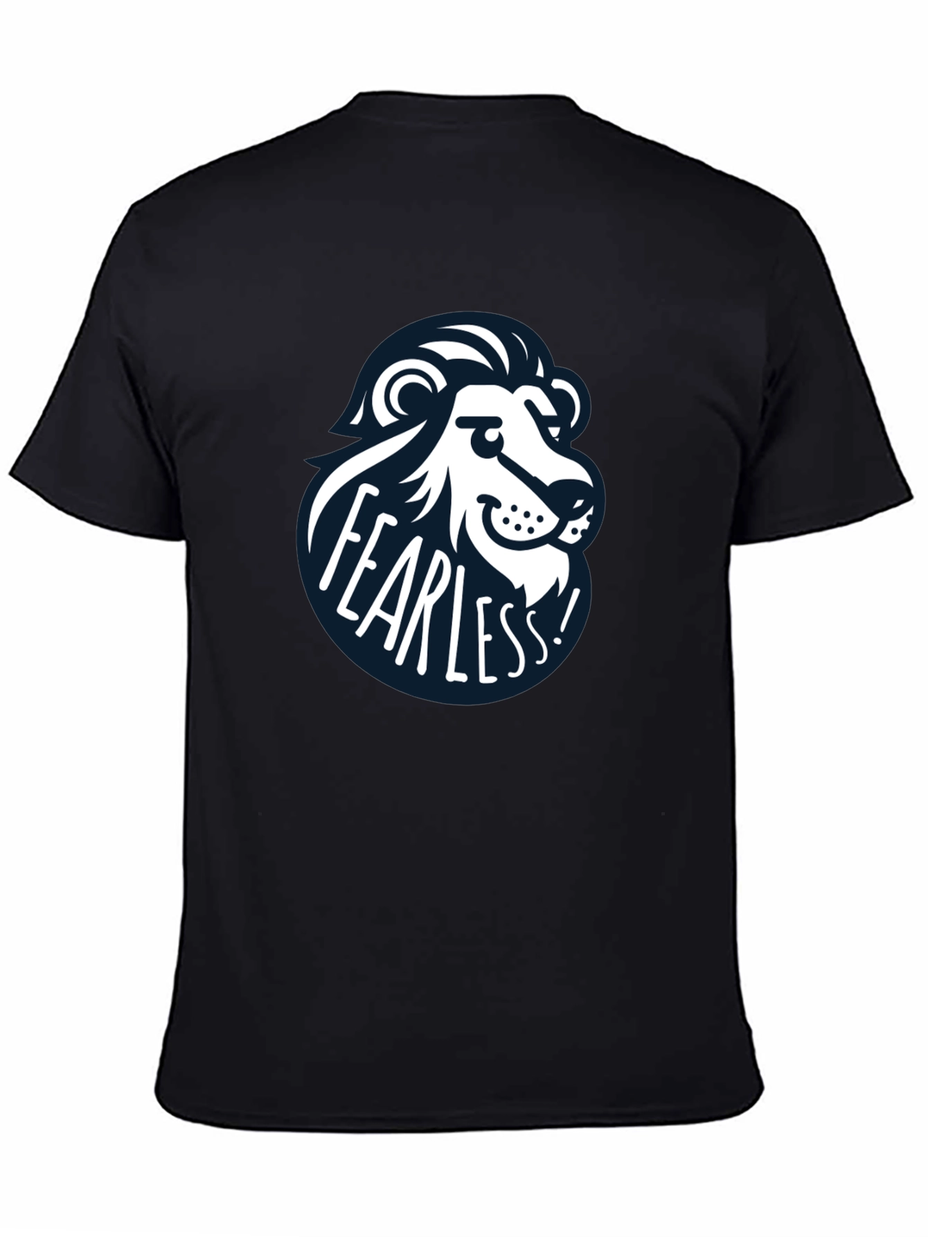 Black Fearless Lion Graphic Tee - Black Cotton T-Shirt view 4