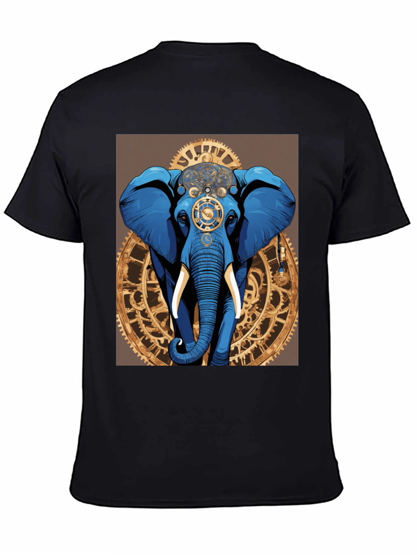 Black Steampunk Elephant Graphic Tee - Unique Design view 4