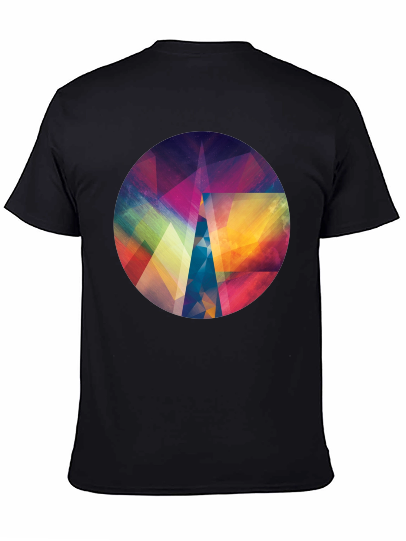 Black Geometric Abstract Art Men's Black T-Shirt view 4