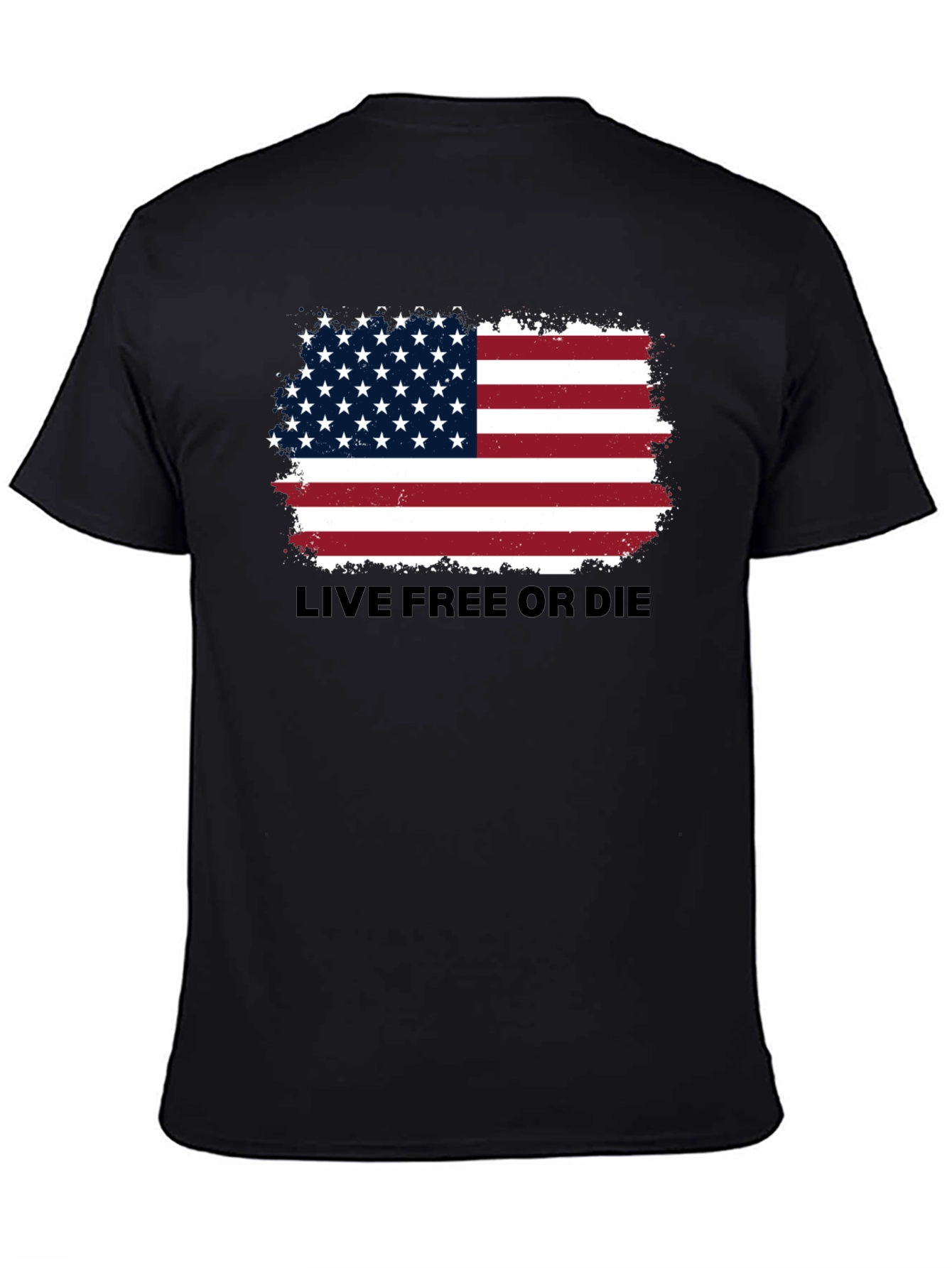 Black American Flag 'Live Free or Die' Graphic Tee view 4