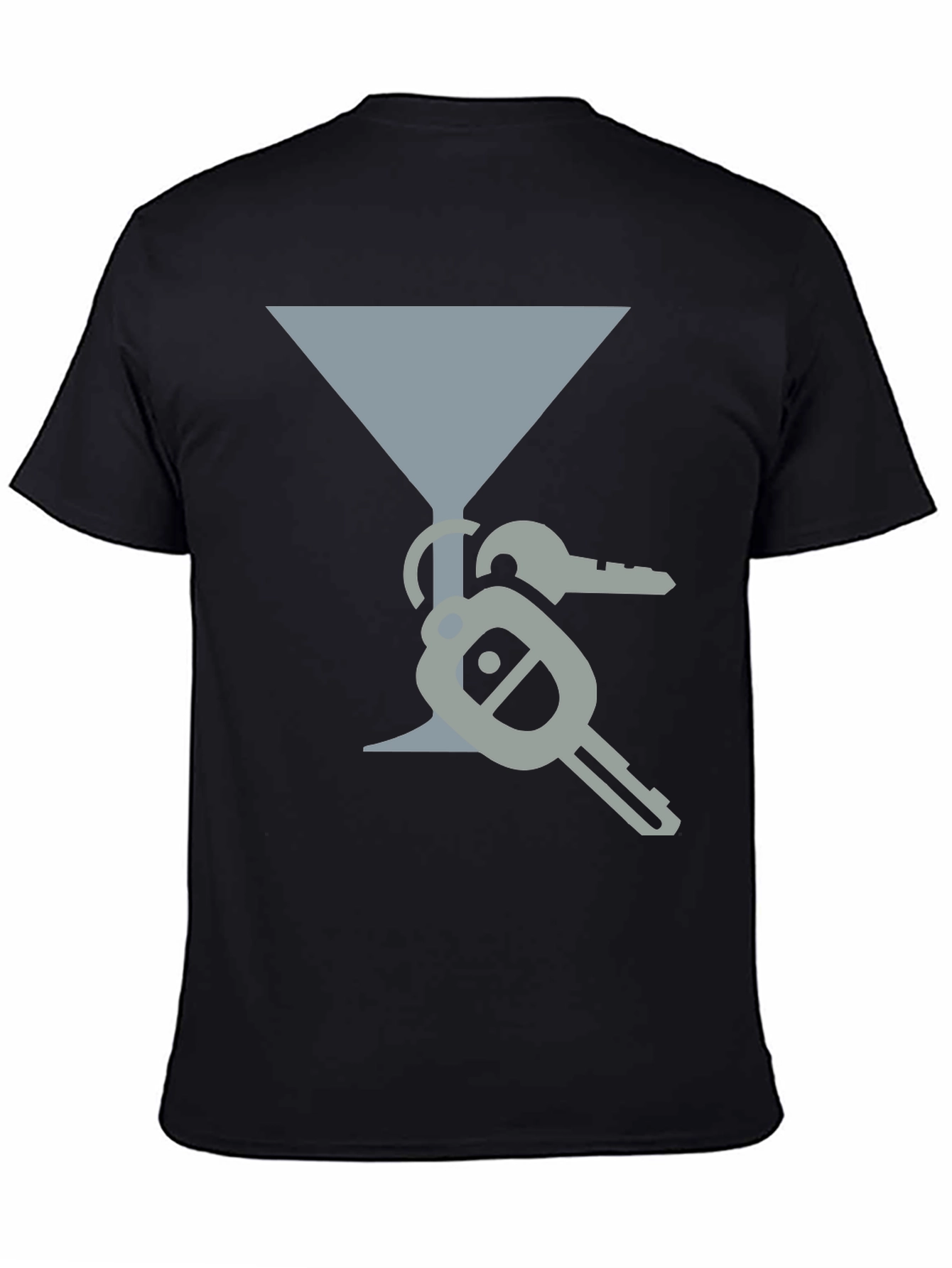 Black Martini Glass & Keys Graphic Tee view 4