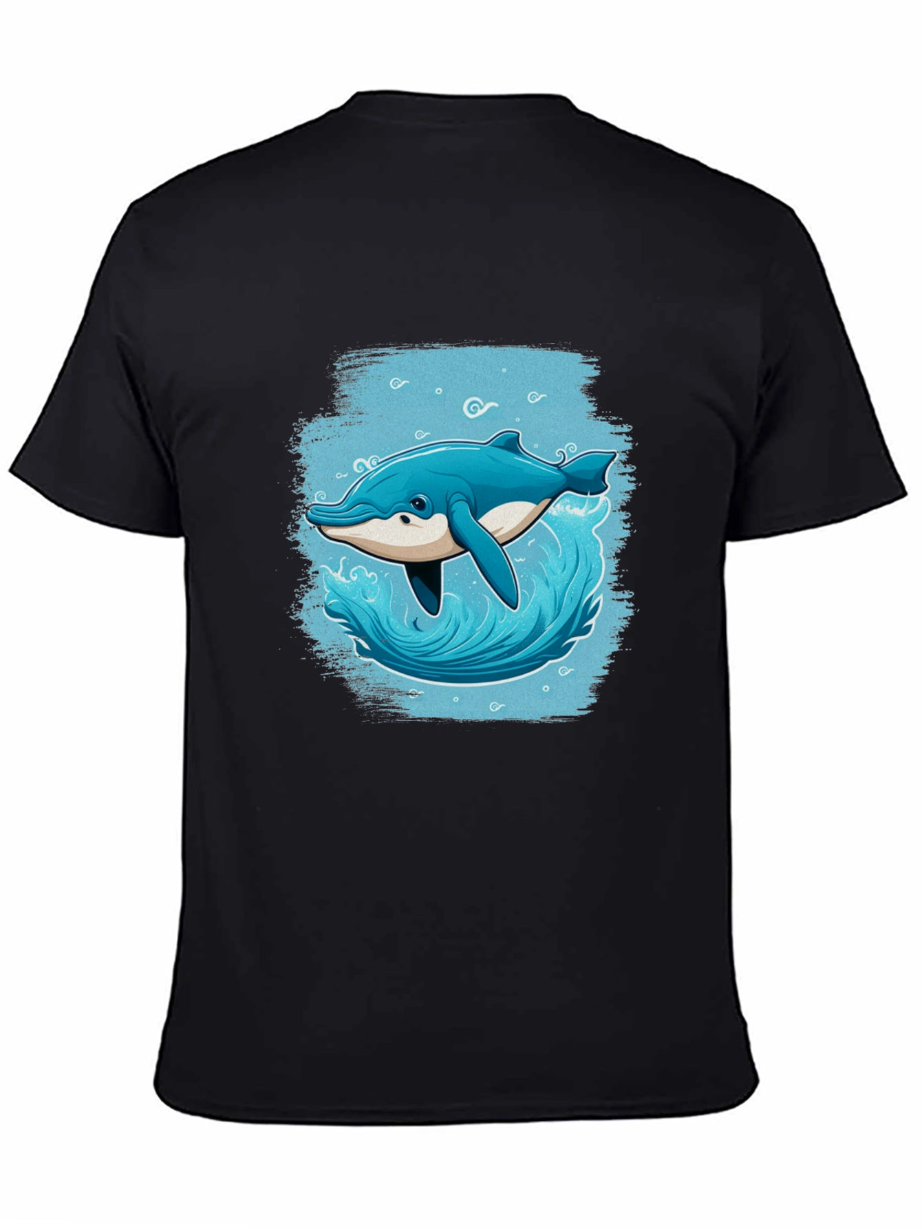 Black Dolphin Splash Graphic Tee - Black Cotton T-Shirt view 4