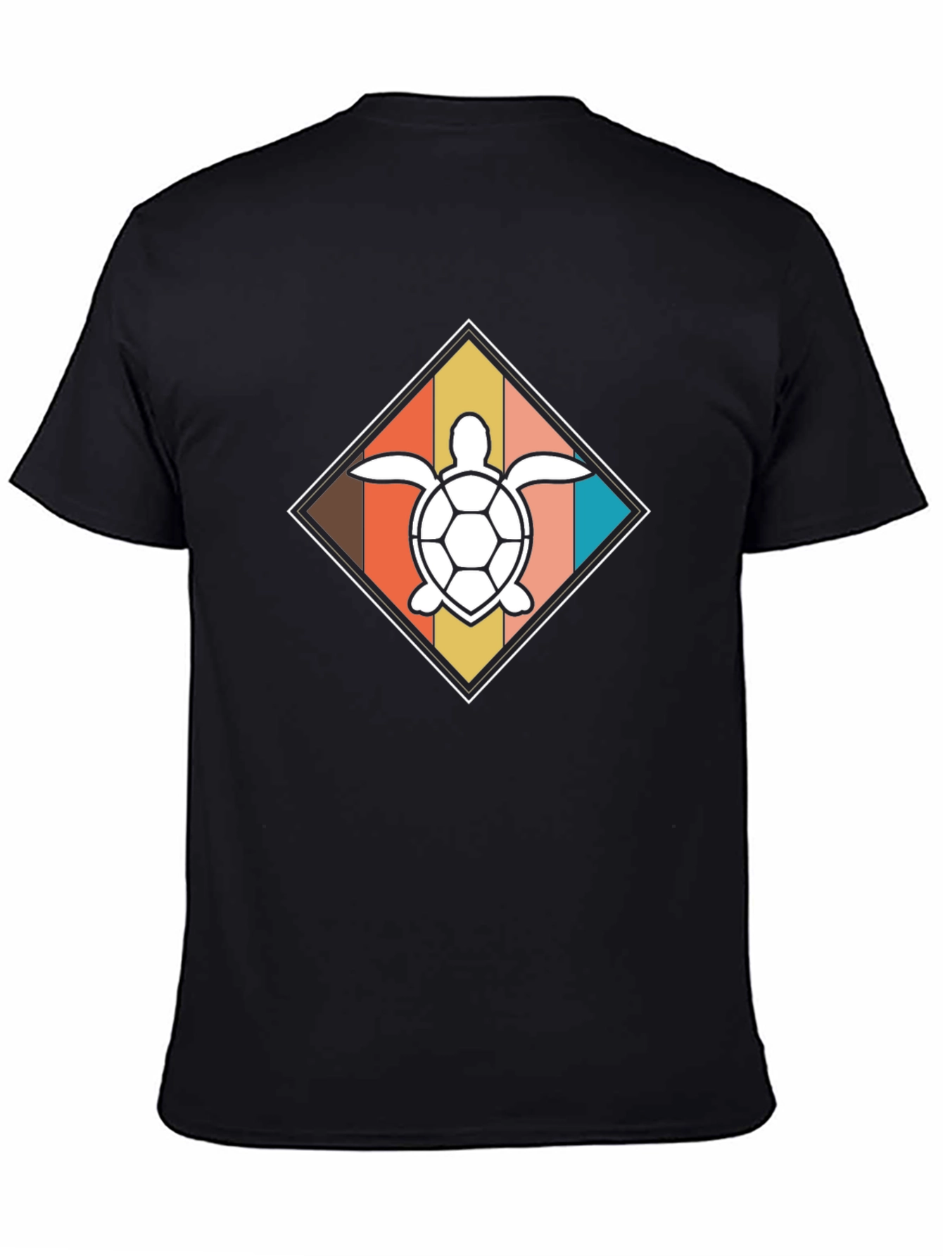 Black Retro Turtle Diamond Graphic Tee - Black view 4