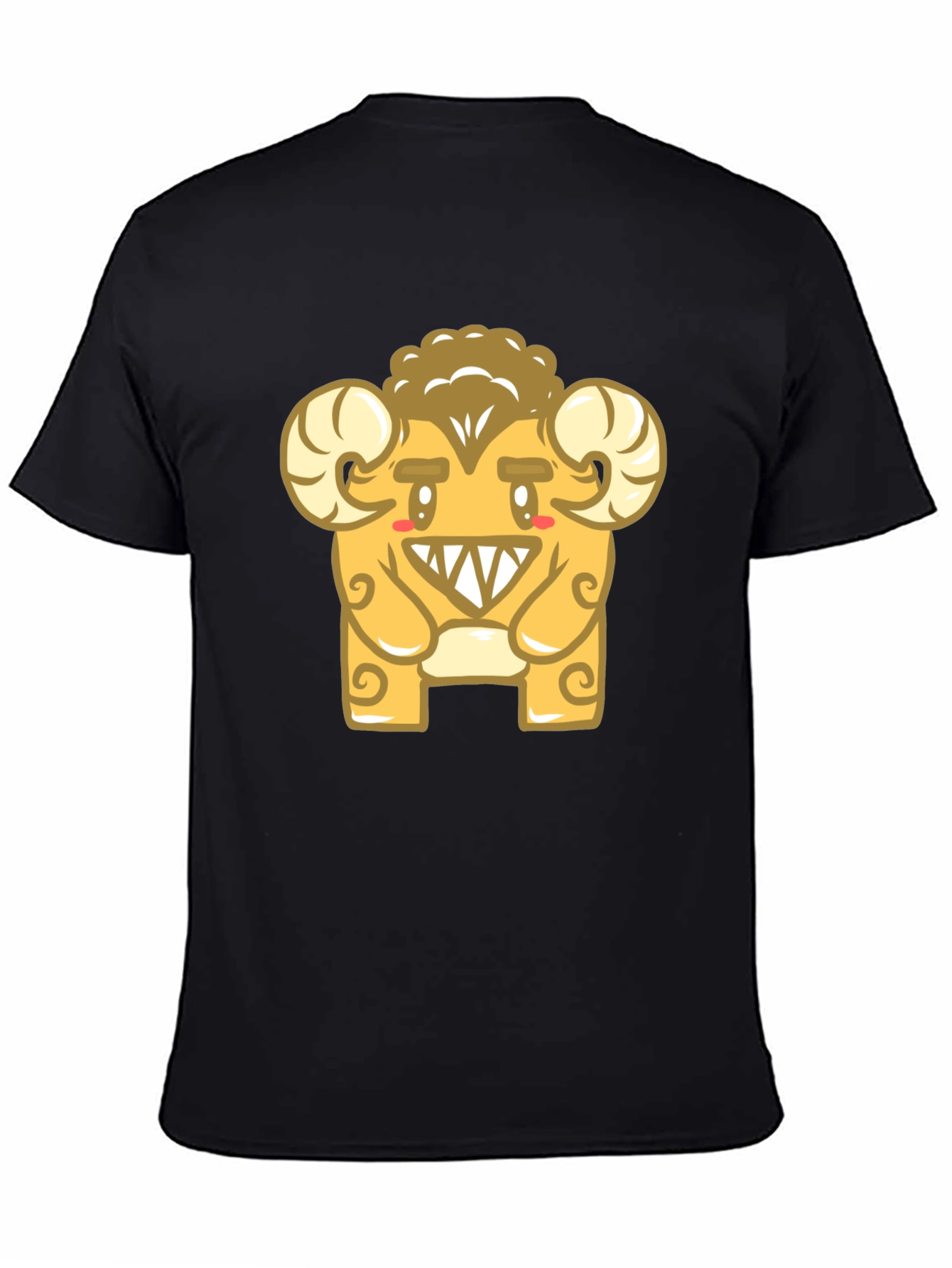 Black Monster Ram Graphic Tee - Black Cotton Blend view 4
