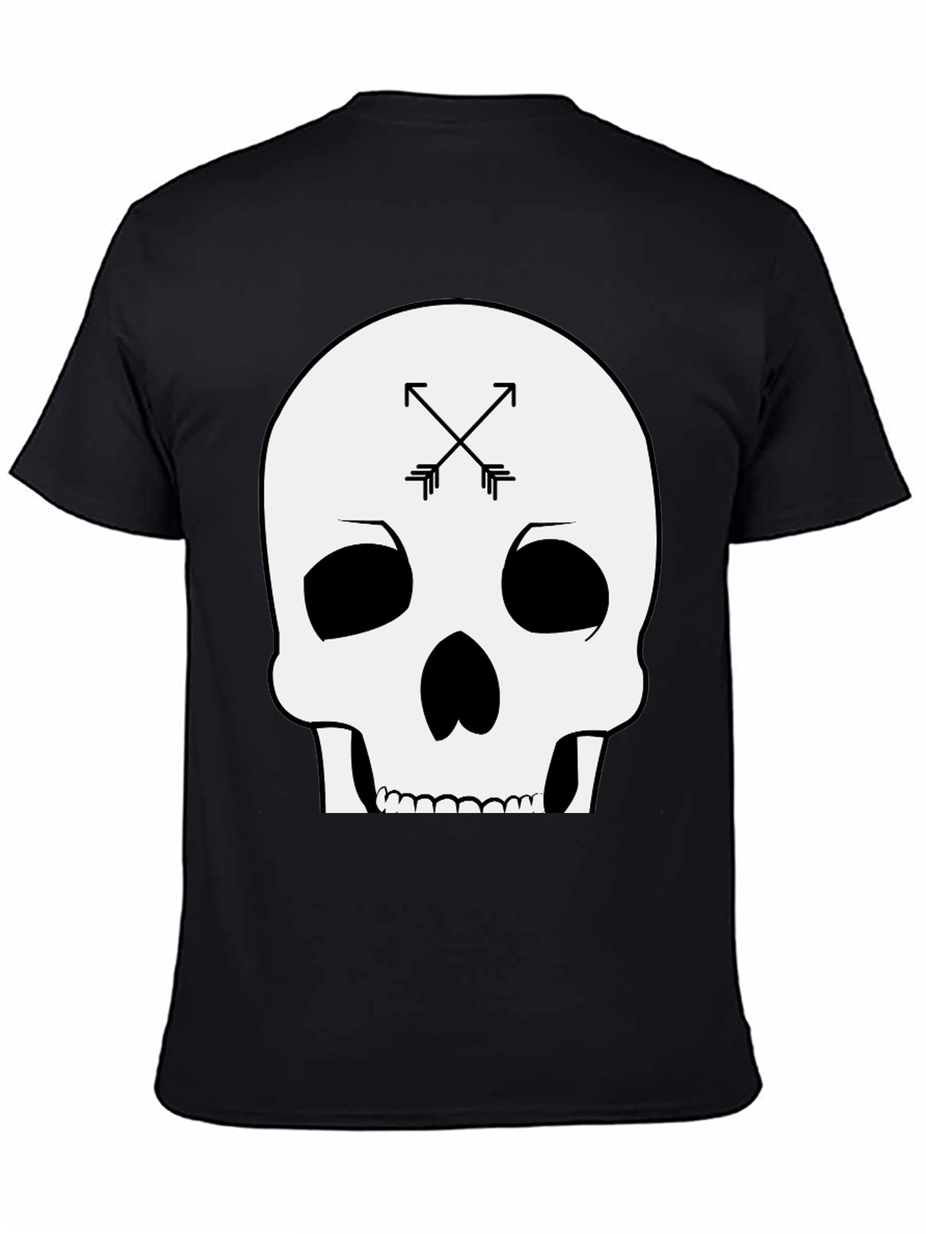 Black Skull & Arrows Graphic Tee - Black Cotton T-Shirt view 4