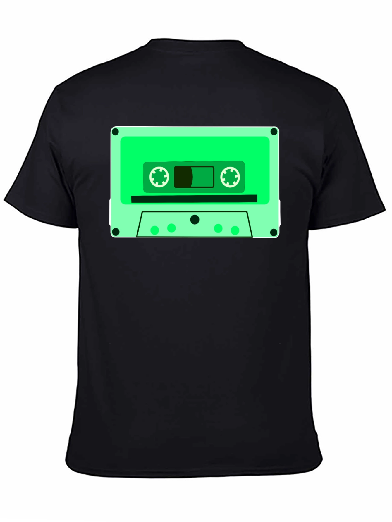Black Retro Cassette Tape Graphic Tee - Black Cotton Blend view 4