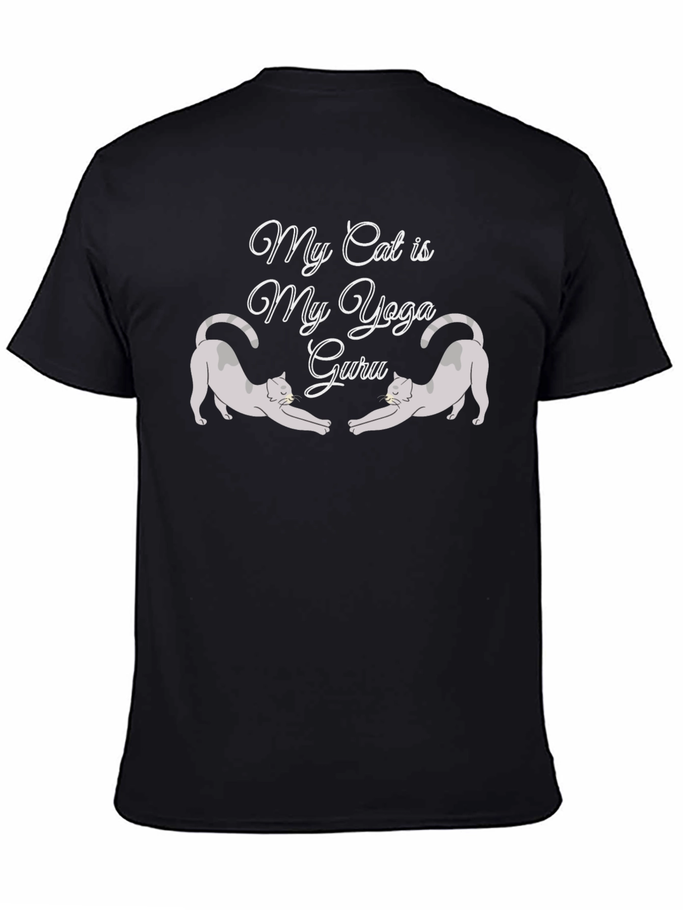 Black My Cat is My Yoga Guru Black T-Shirt view 4