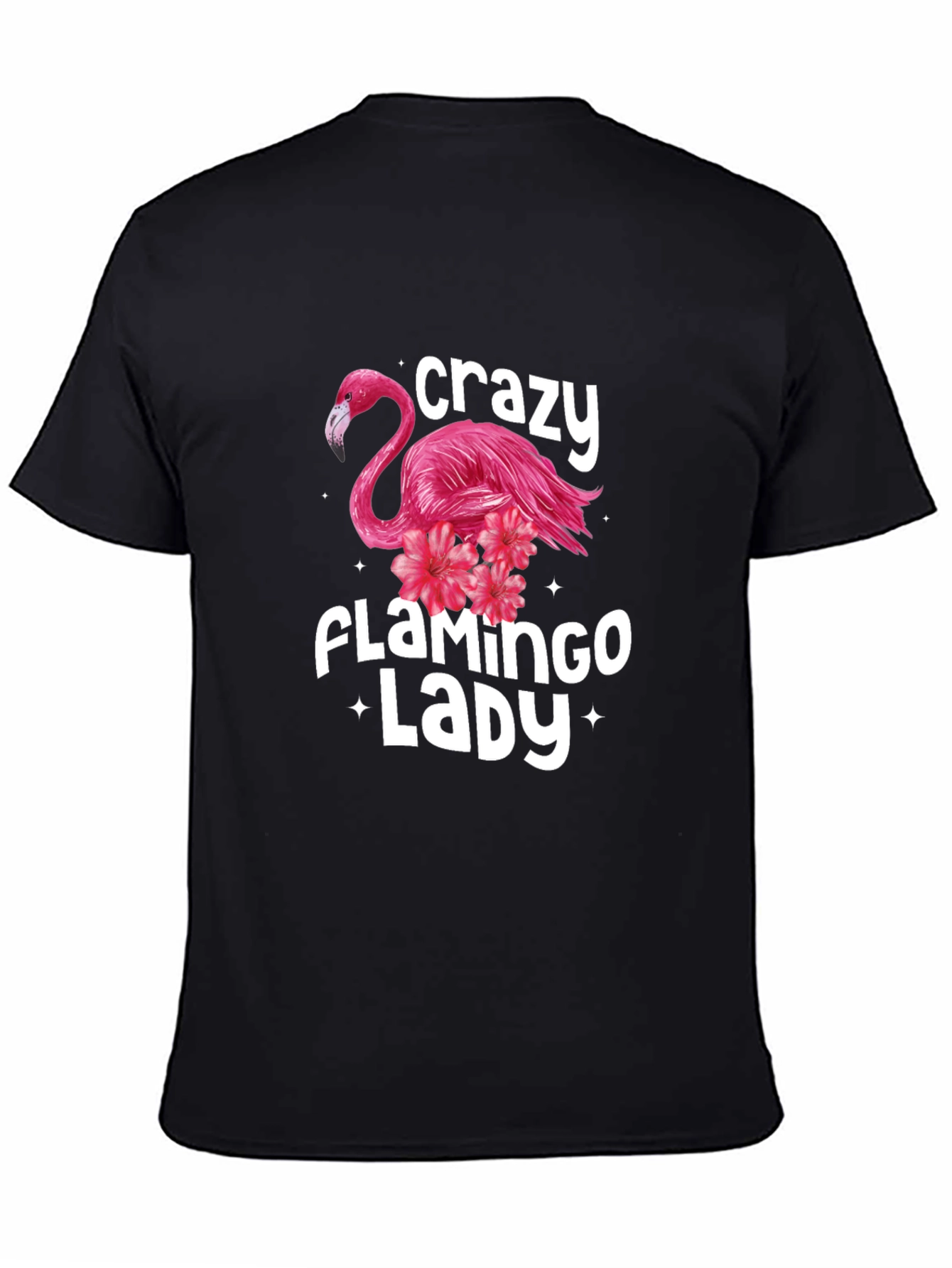 Black Crazy Flamingo Lady Graphic Tee view 4