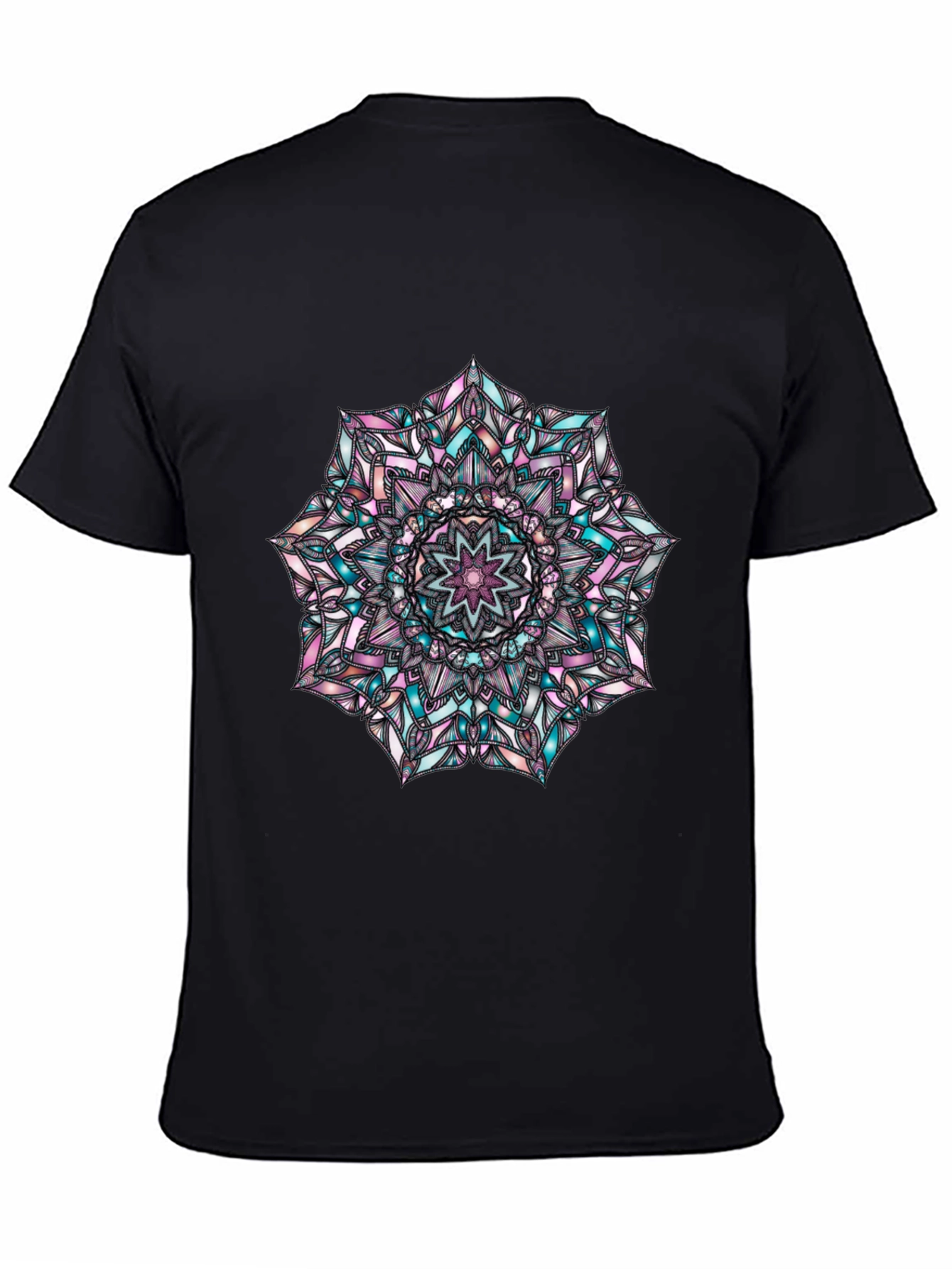 Black Mandala Graphic Print Men's Black T-Shirt view 4