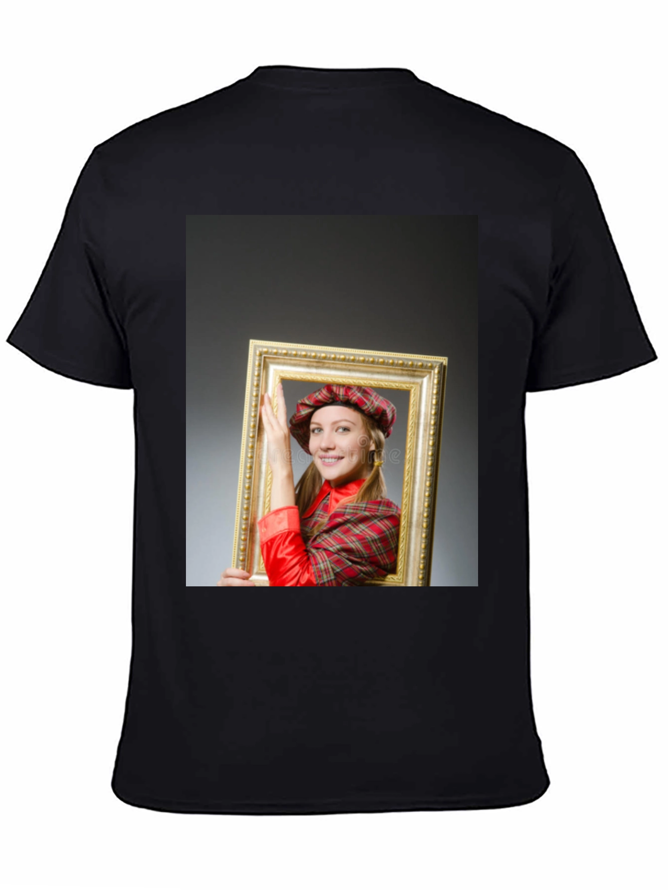Black Funny Framed Woman Graphic Tee - Novelty T-Shirt view 4