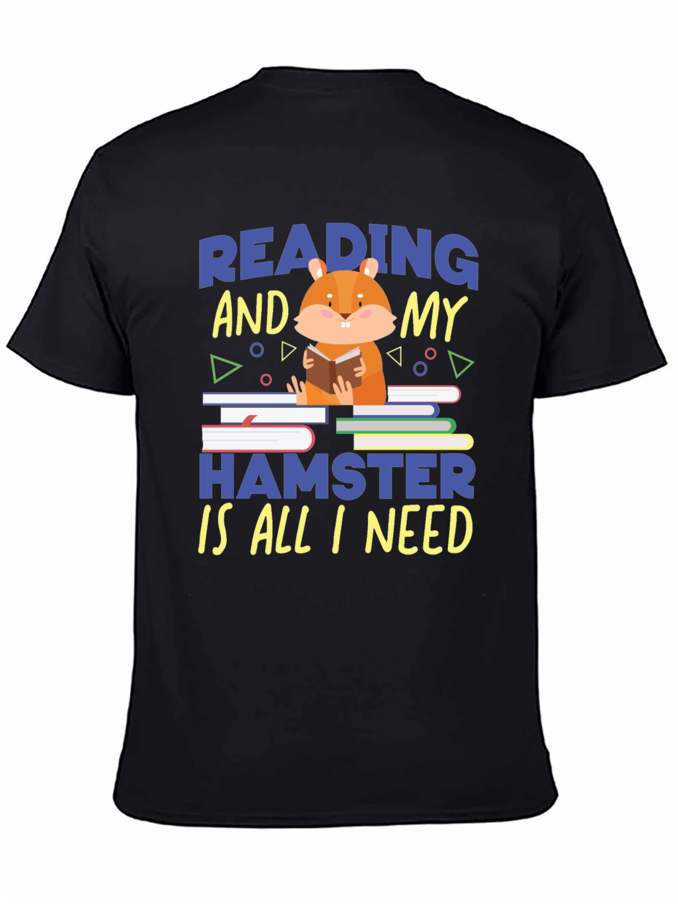 Black Reading Hamster T-Shirt - Cute Book Lover Tee view 4