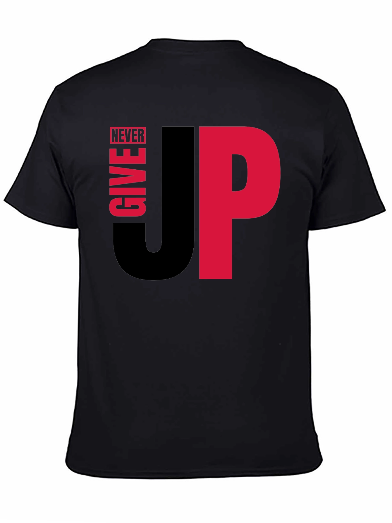 Black Never Give Up Graphic Tee - Motivational Black T-Shirt view 4