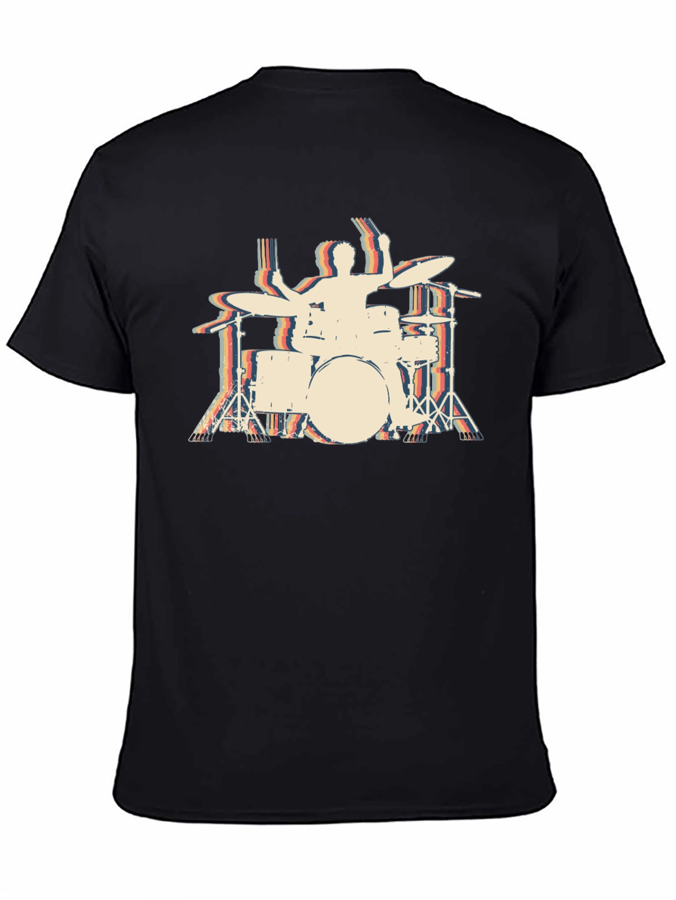 Black Retro Drummer T-Shirt - Black view 4
