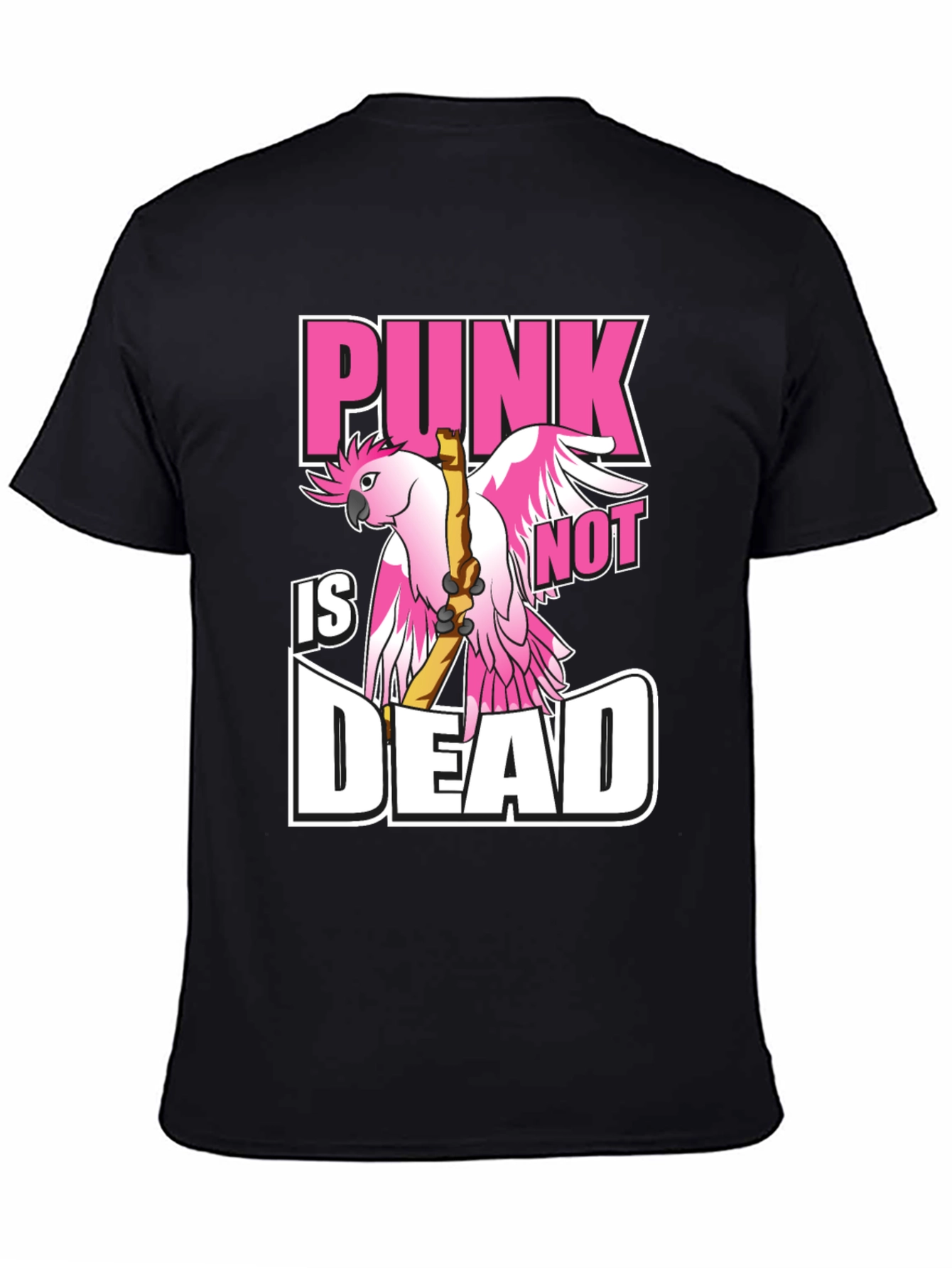 Black Punk Not Dead T-Shirt - Bird Design view 4