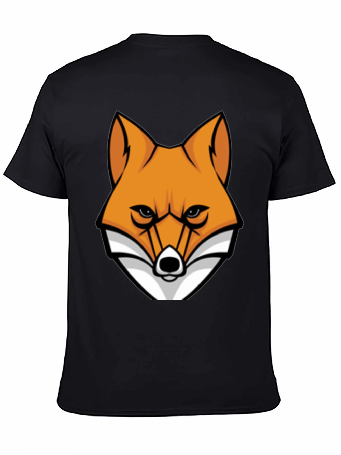 Black Cool Fox Graphic Tee - Black Cotton T-Shirt view 4