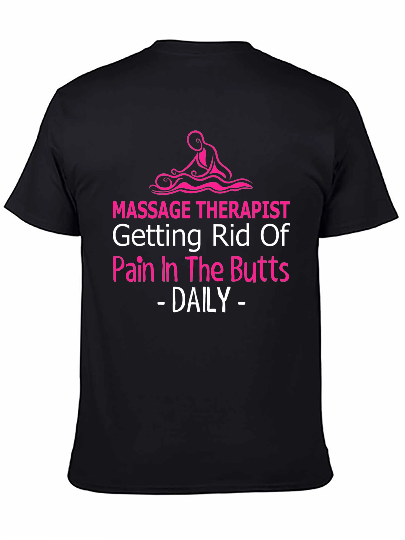 Black Massage Therapist Novelty T-Shirt - Pain Relief Humor view 4
