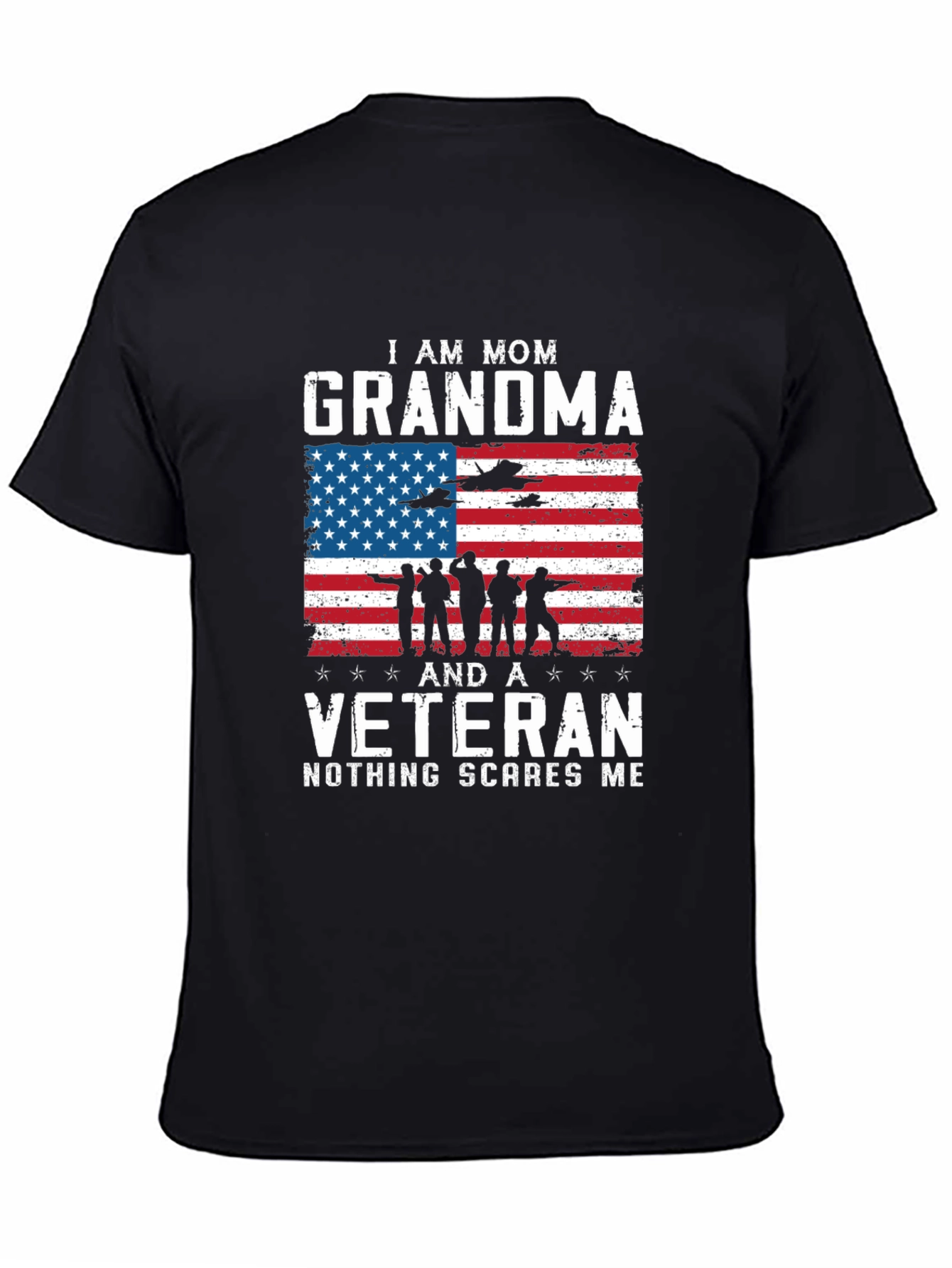 Black Mom Grandma Veteran Graphic Tee view 4