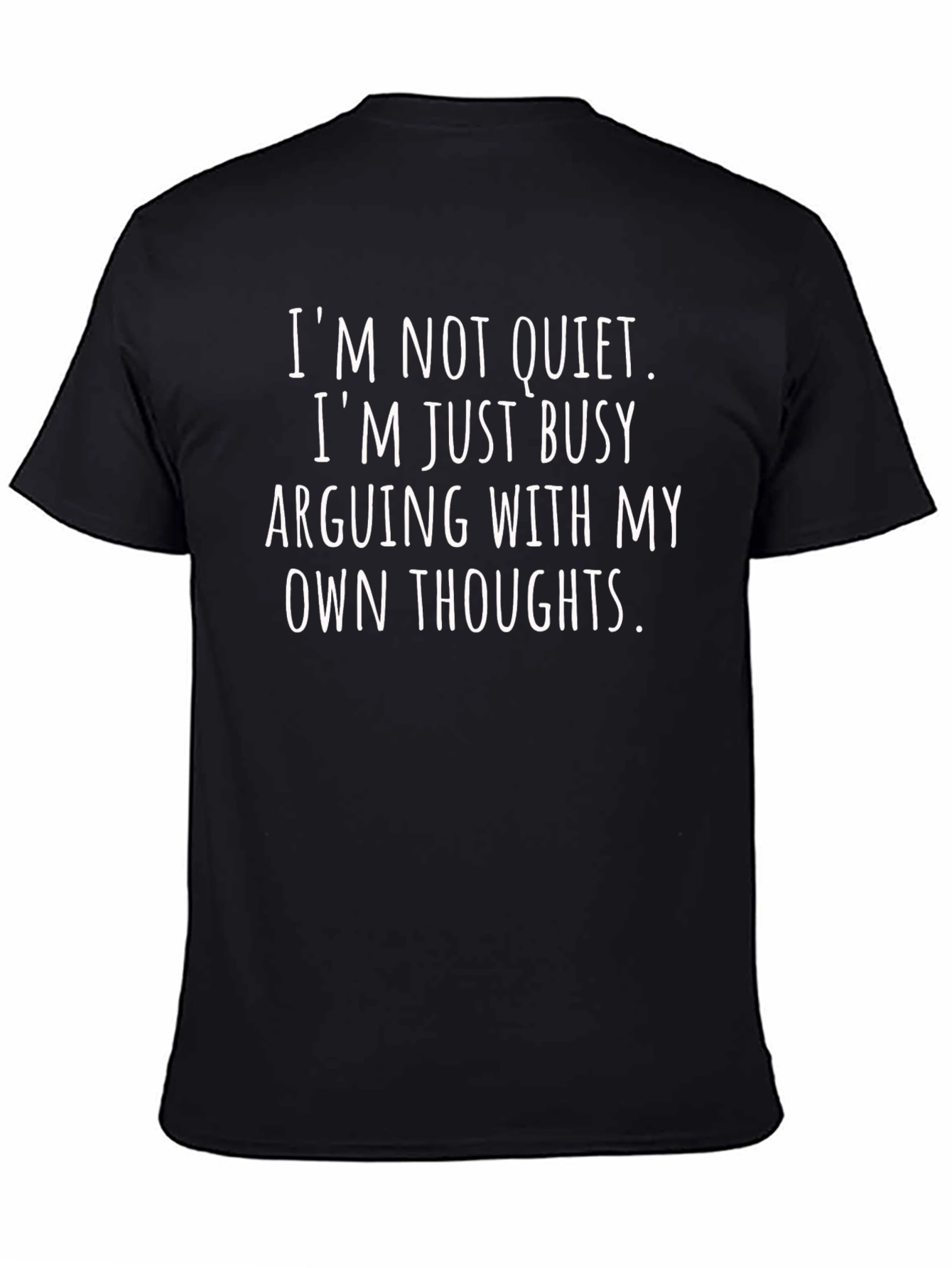 Black Arguing With My Thoughts Funny Graphic T-Shirt view 4