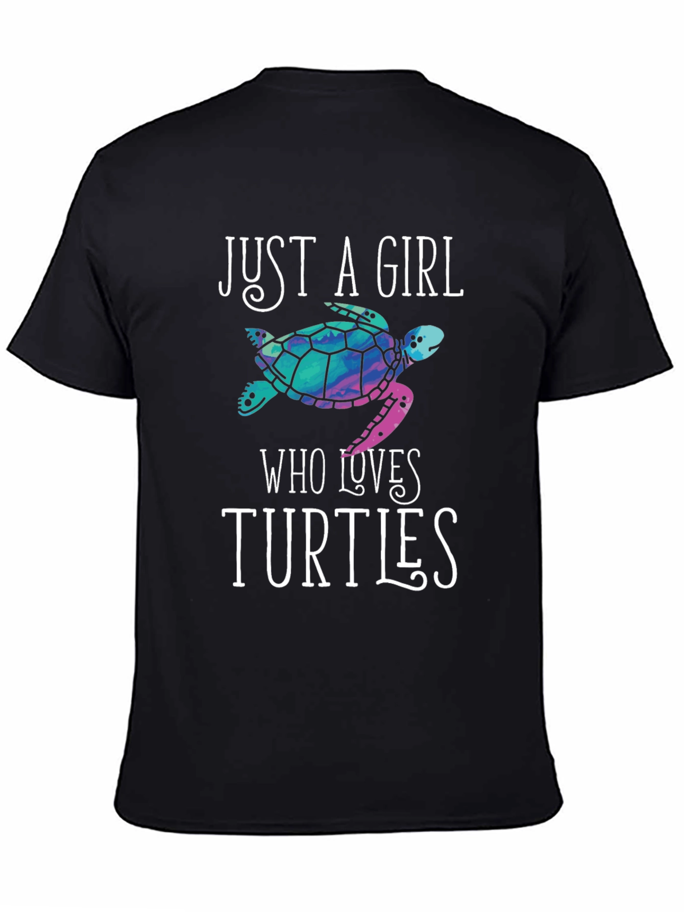 Black Just a Girl Who Loves Turtles T-Shirt view 4