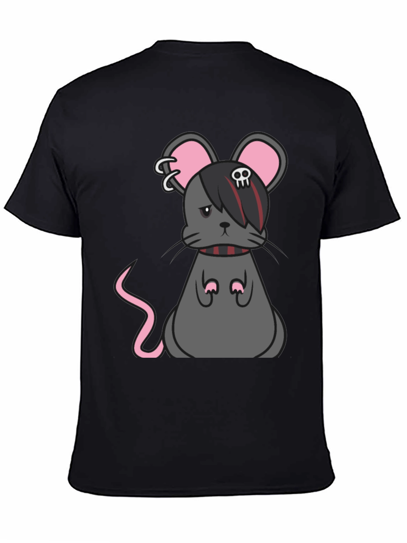 Black Emo Mouse Graphic Tee - Black Cotton Blend view 4