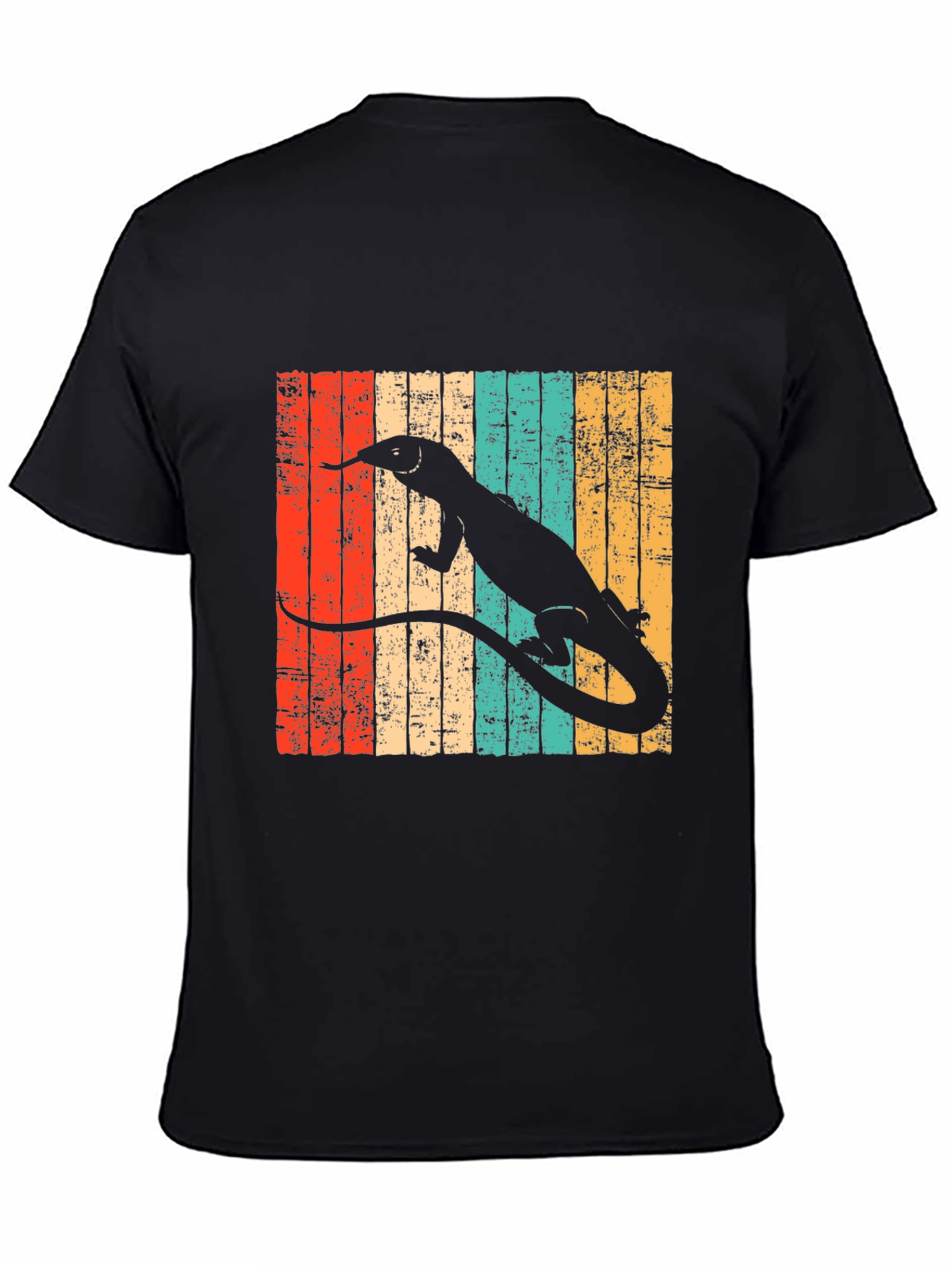 Black Retro Reptile T-Shirt: Lizard Design Tee view 4