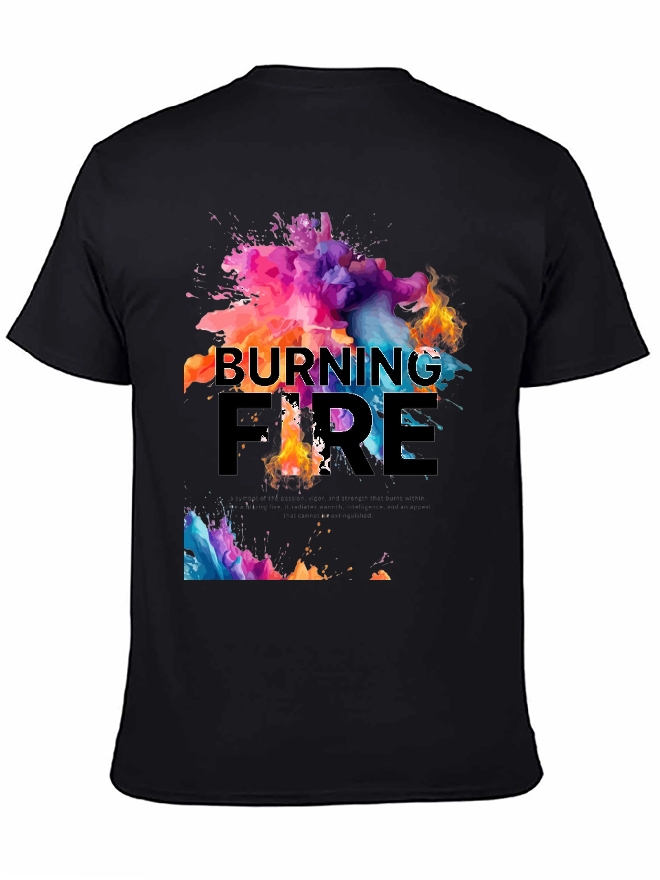 Black Burning Fire Graphic Print T-Shirt view 4