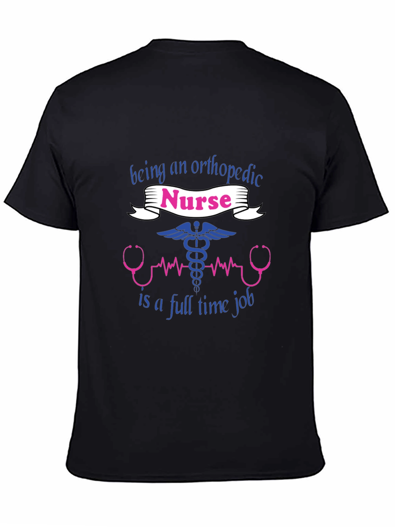 Black Orthopedic Nurse T-Shirt - Full Time Job Tee view 4
