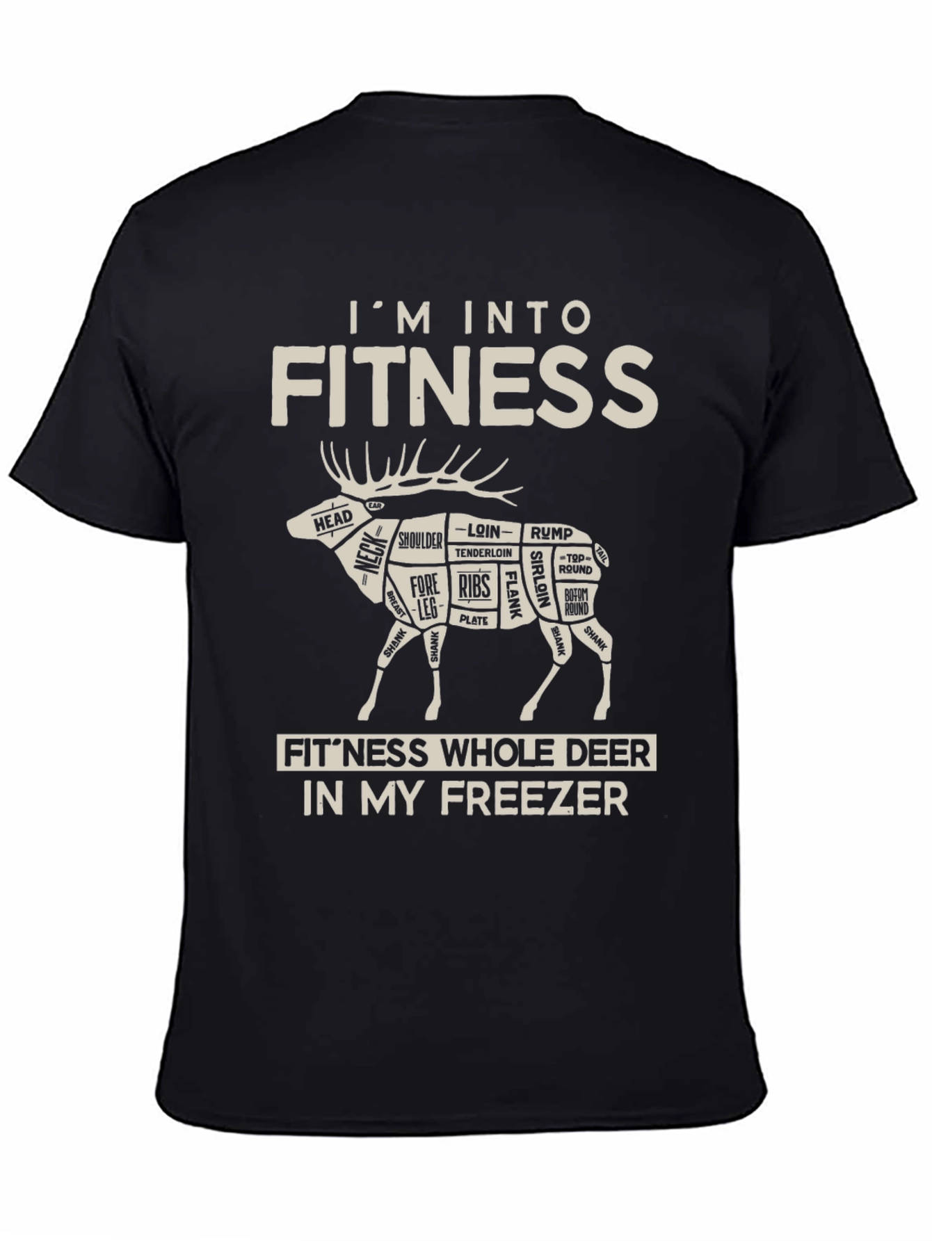 Black Fitness Deer Graphic T-Shirt view 4