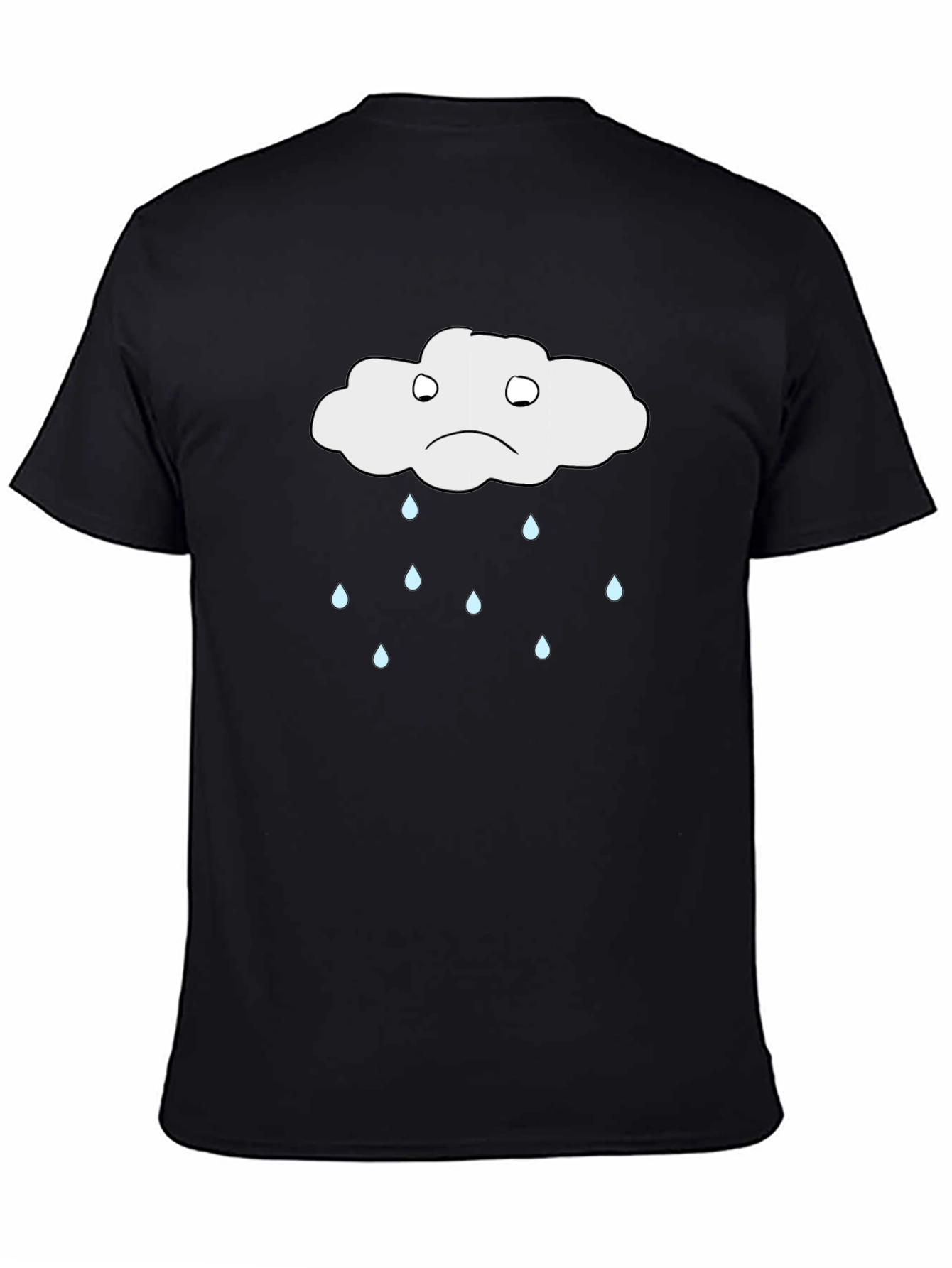 Black Sad Cloud Rain T-Shirt - Soft Cotton Tee view 4