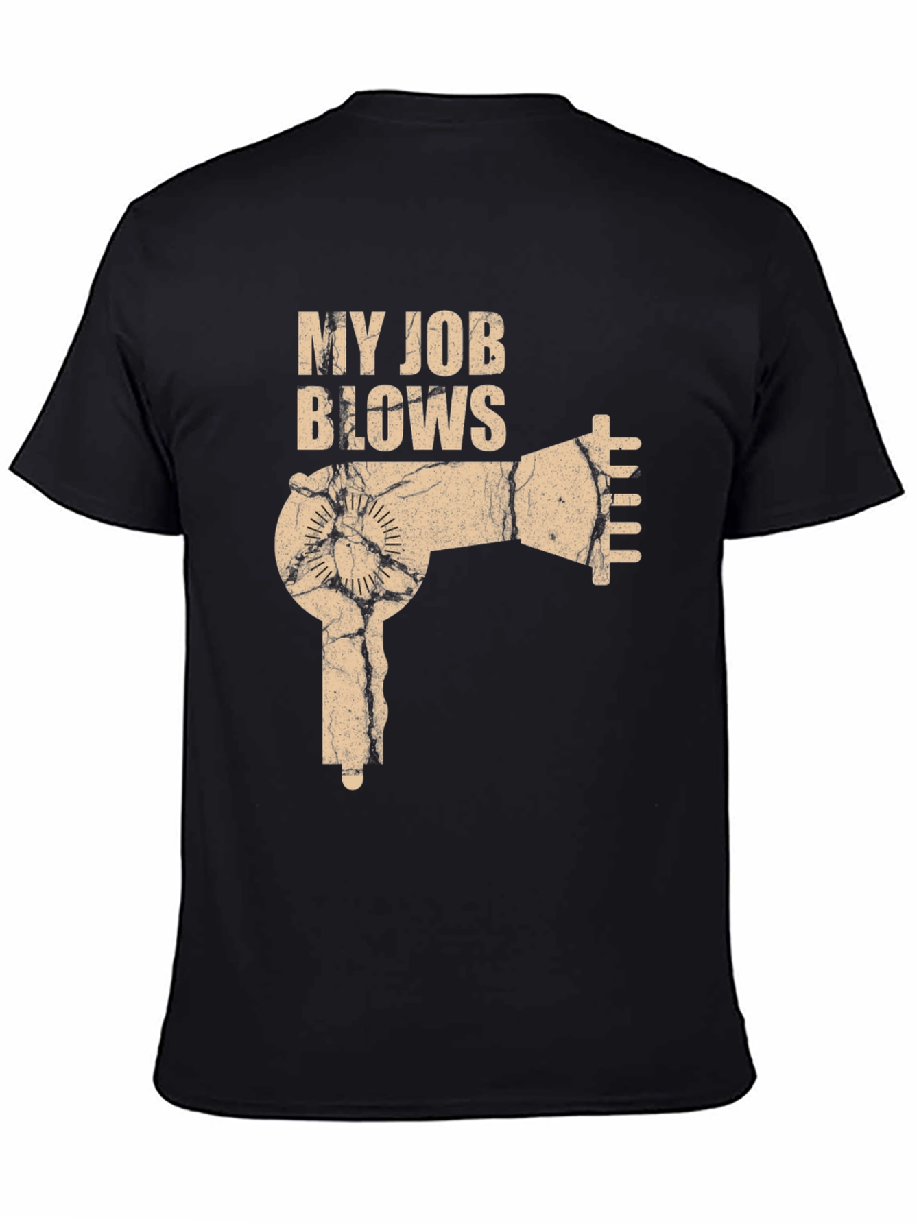 Black My Job Blows T-Shirt - Hair Dryer Graphic Tee view 4