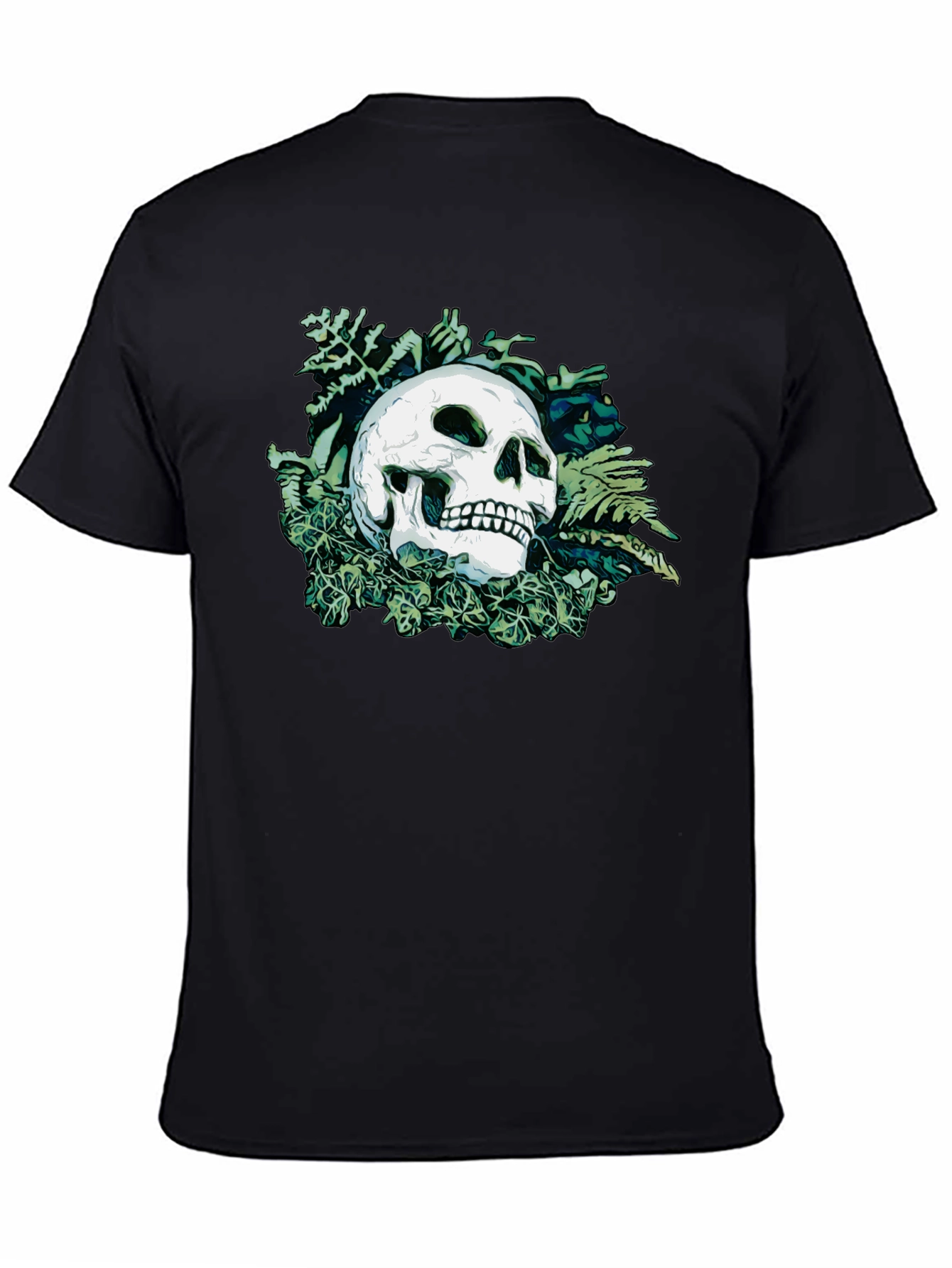 Black Skull & Foliage Graphic Tee - Classic Black view 4