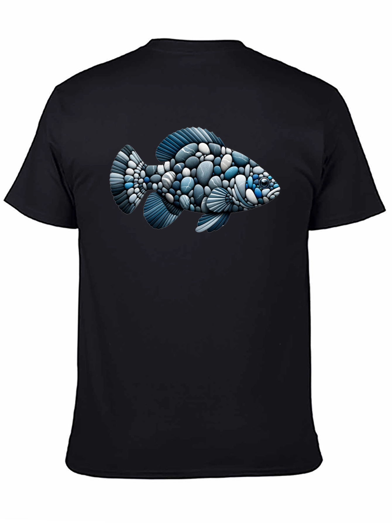 Black Stone Fish Graphic Tee - Black Cotton Blend Shirt view 4